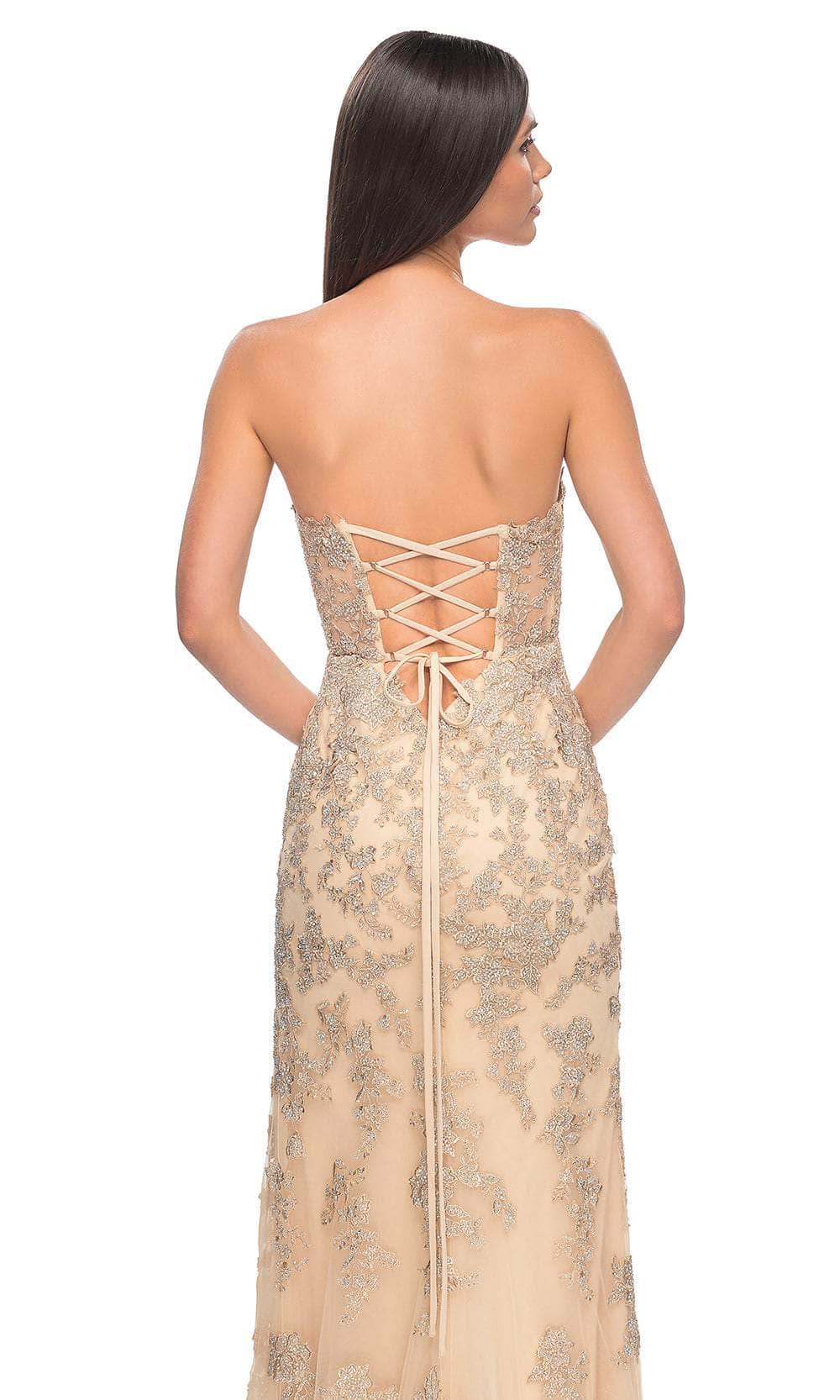 La Femme 32013 Strapless Embroidered Lace Prom Dress - Image 4