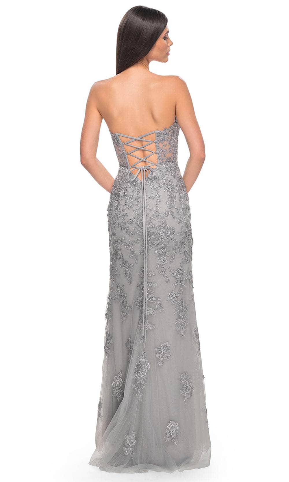 La Femme 32013 Strapless Embroidered Lace Prom Dress - Image 9