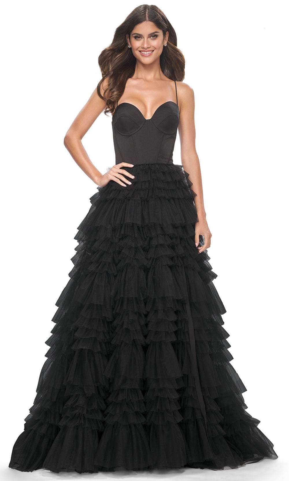 La Femme 32071 Spaghetti Strap Tiered Prom Dress - Image 3
