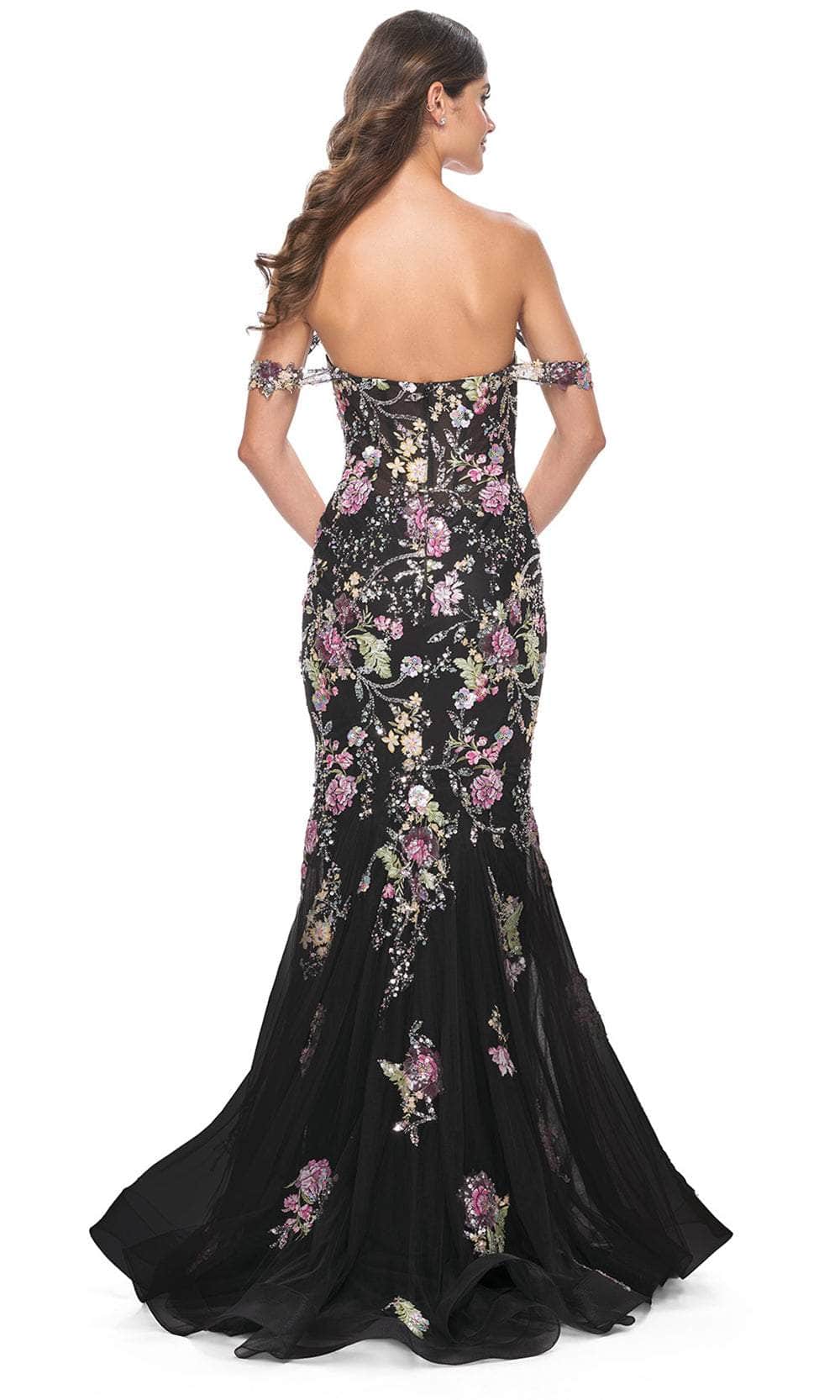 La Femme 32087 Floral Sequin Embellished Off-Shoulder Prom Gown - Image 2