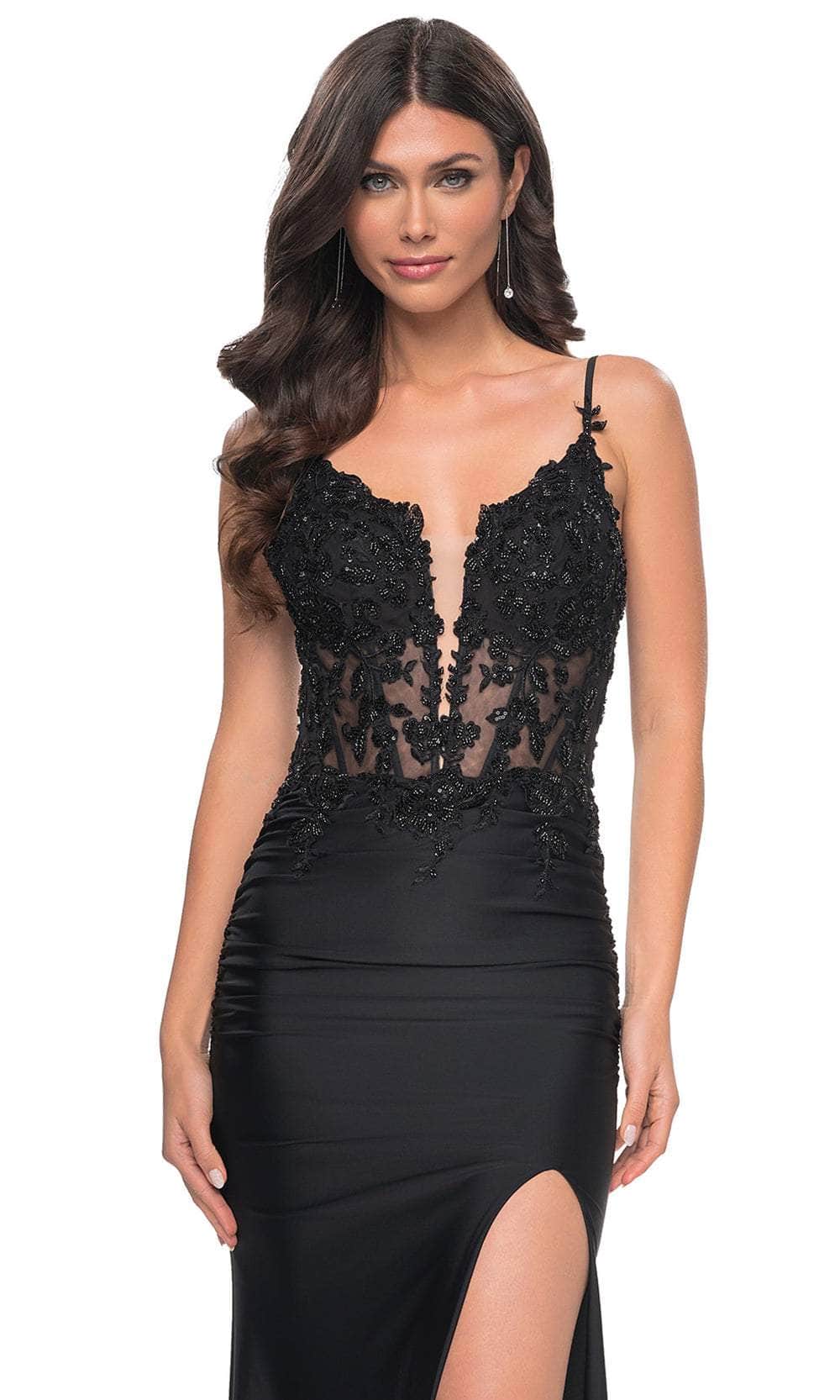 La Femme 32132 Applique Sheath Prom Dress - Image 3