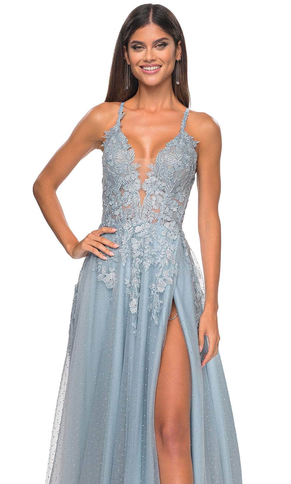 La Femme 32147 Lace Applique Prom Dress with Slit - Image 10