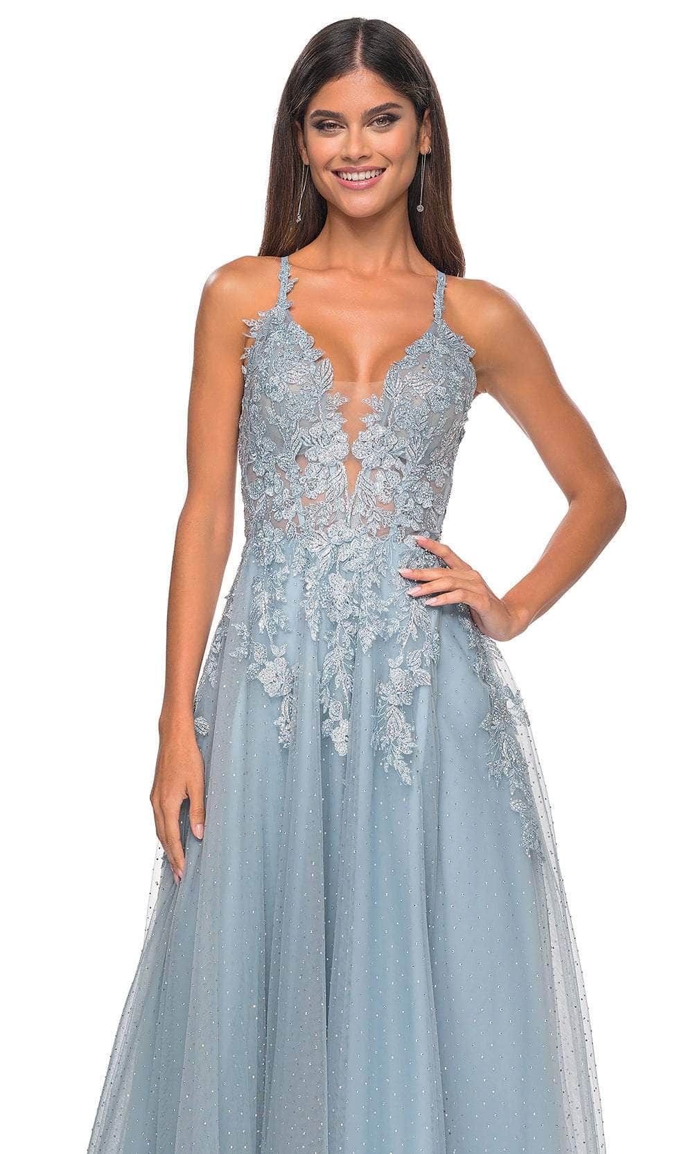 La Femme 32147 Lace Applique Prom Dress with Slit - Image 11