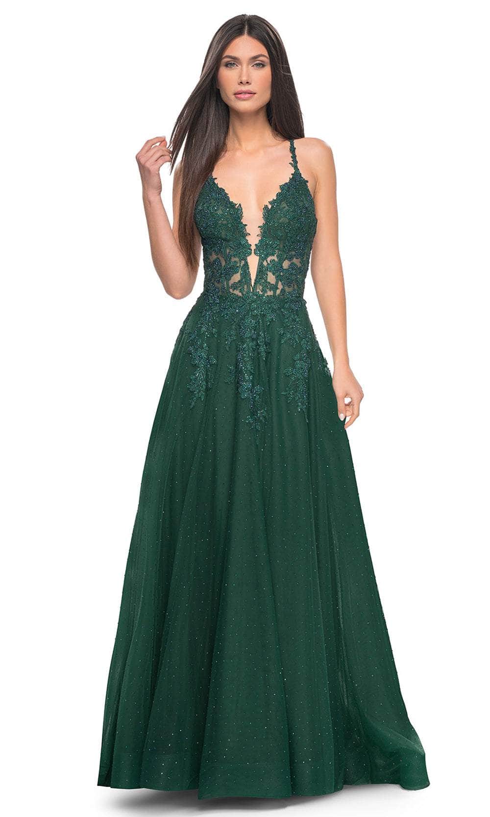 La Femme 32147 Lace Applique Prom Dress with Slit - Image 3