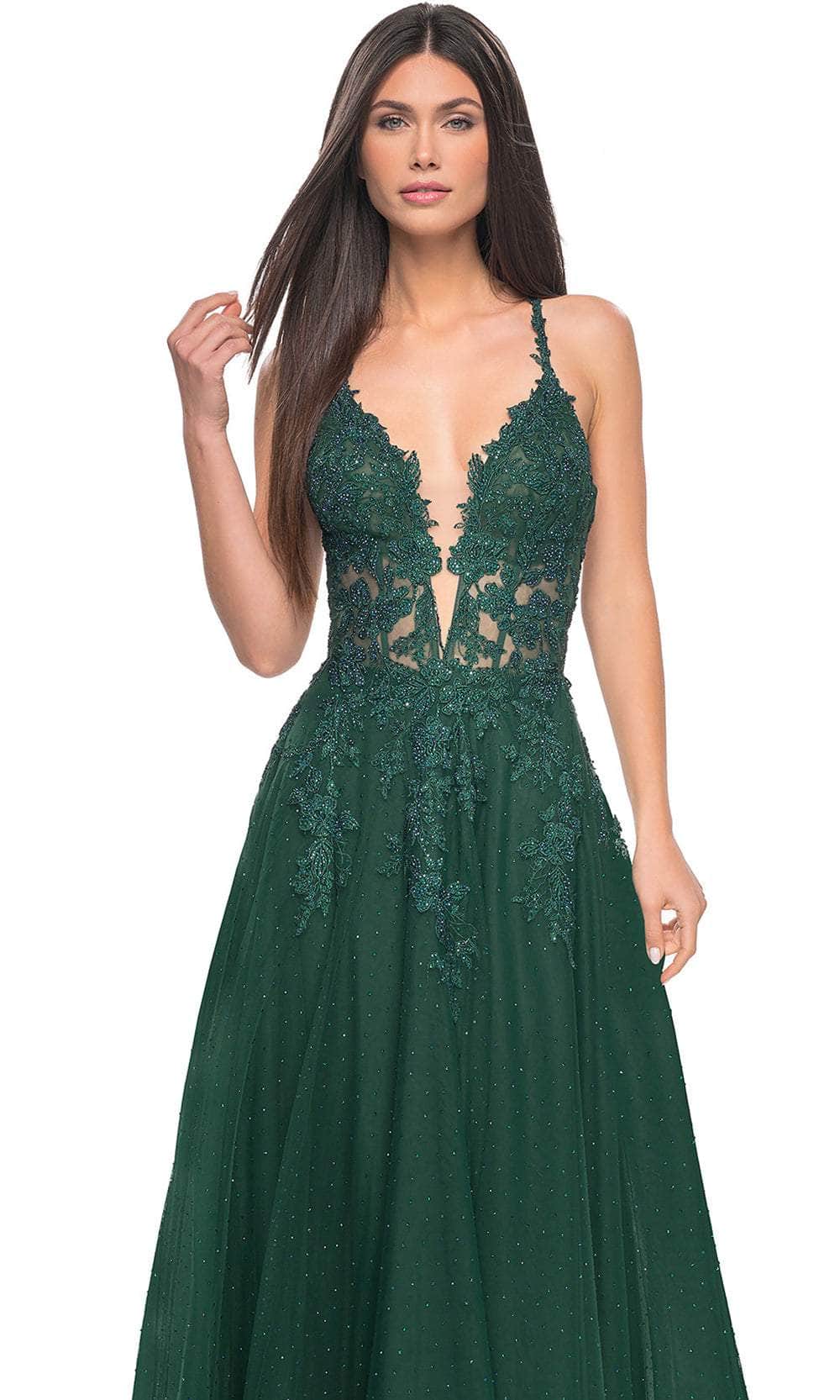 La Femme 32147 Lace Applique Prom Dress with Slit - Image 6