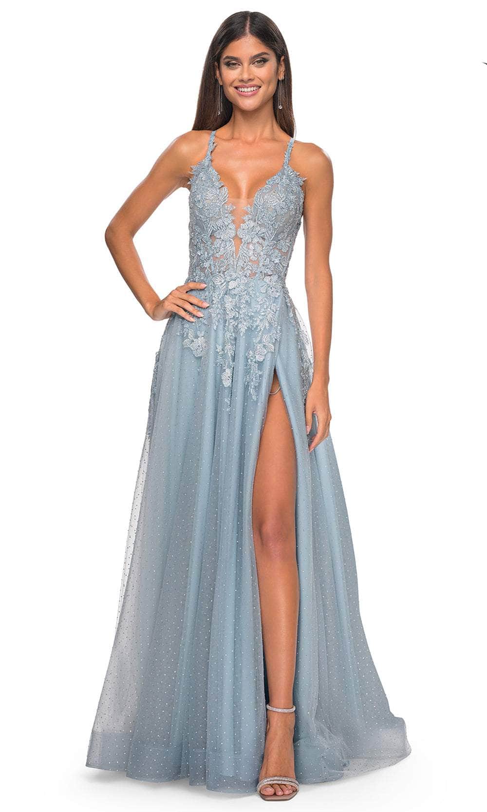 La Femme 32147 Lace Applique Prom Dress with Slit - Image 7