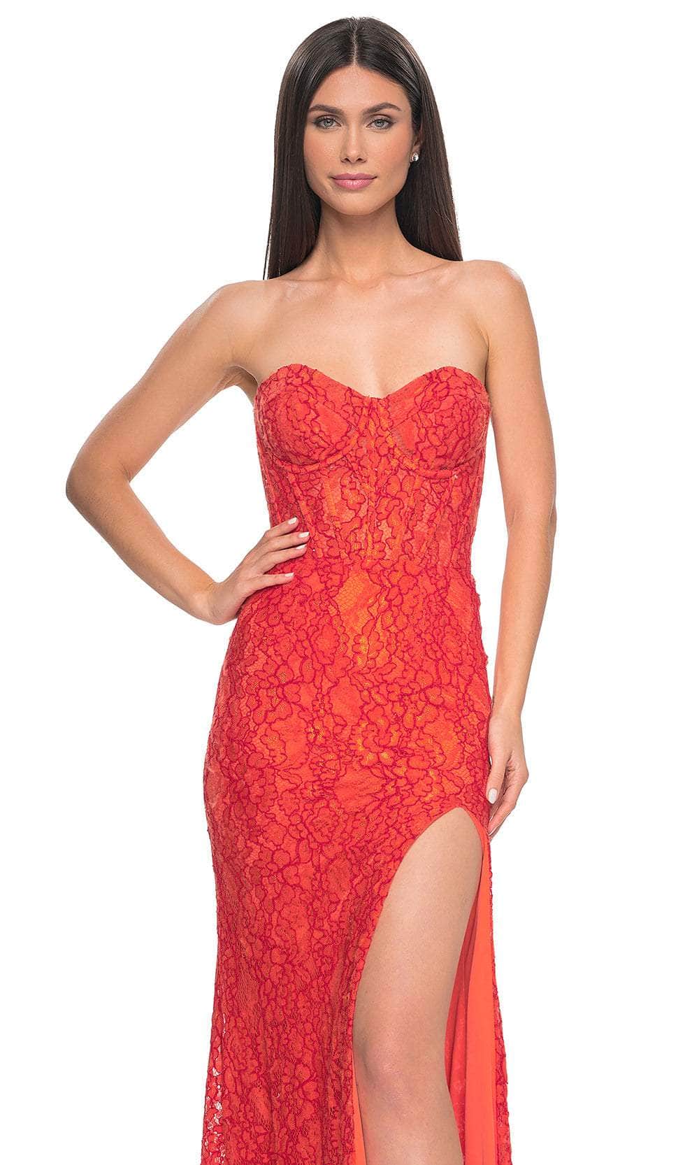 La Femme 32298 Illusion Back Floral Lace Prom Gown - Image 4
