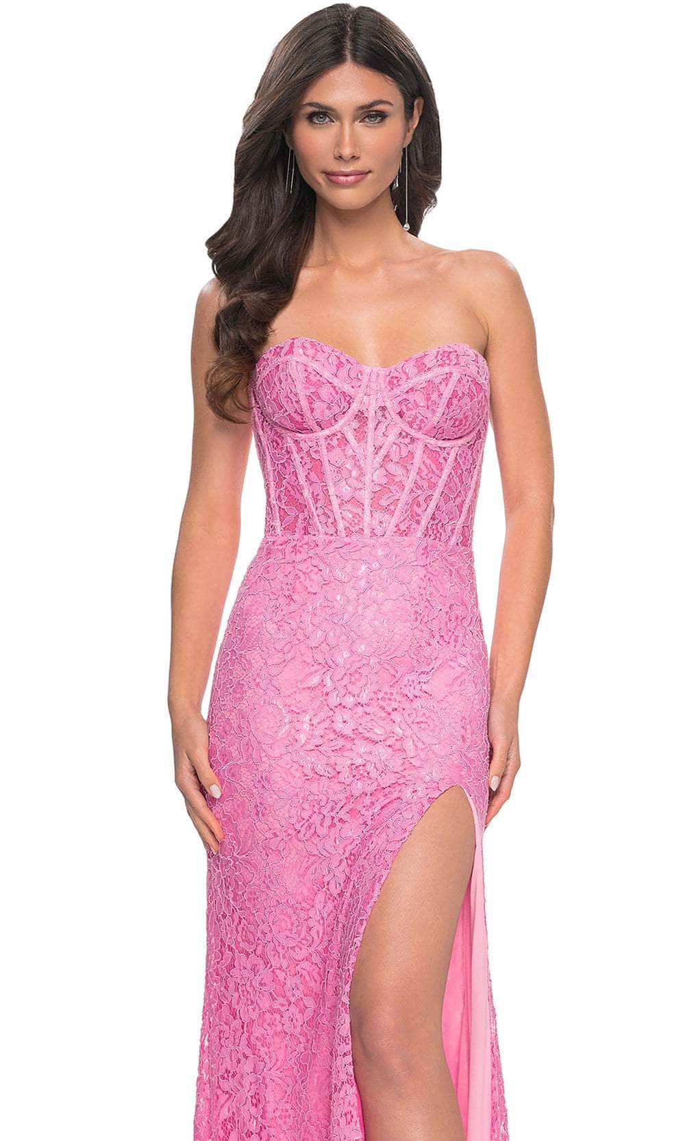 La Femme 32298 Illusion Back Floral Lace Prom Gown - Image 8