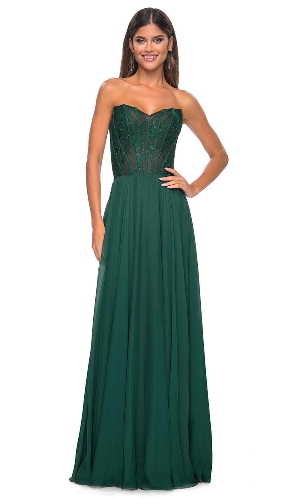 La Femme 32311 Sweetheart Lace Sheer Bodice Prom Dress - Image 3