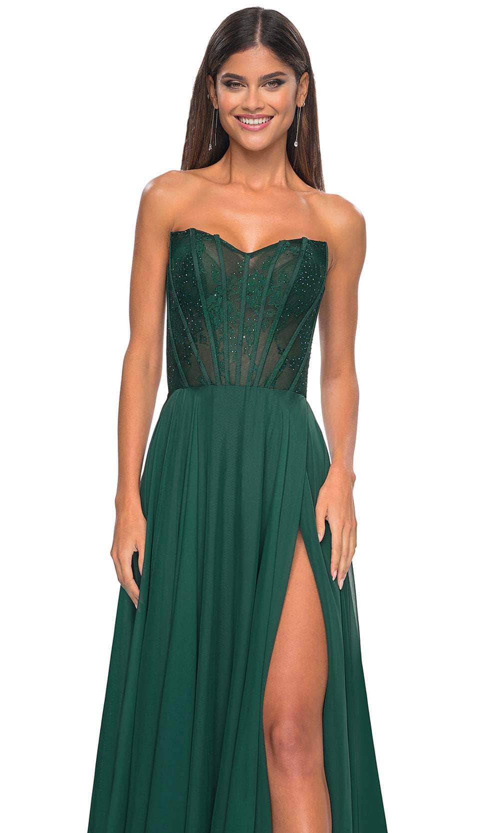 La Femme 32311 Sweetheart Lace Sheer Bodice Prom Dress - Image 4