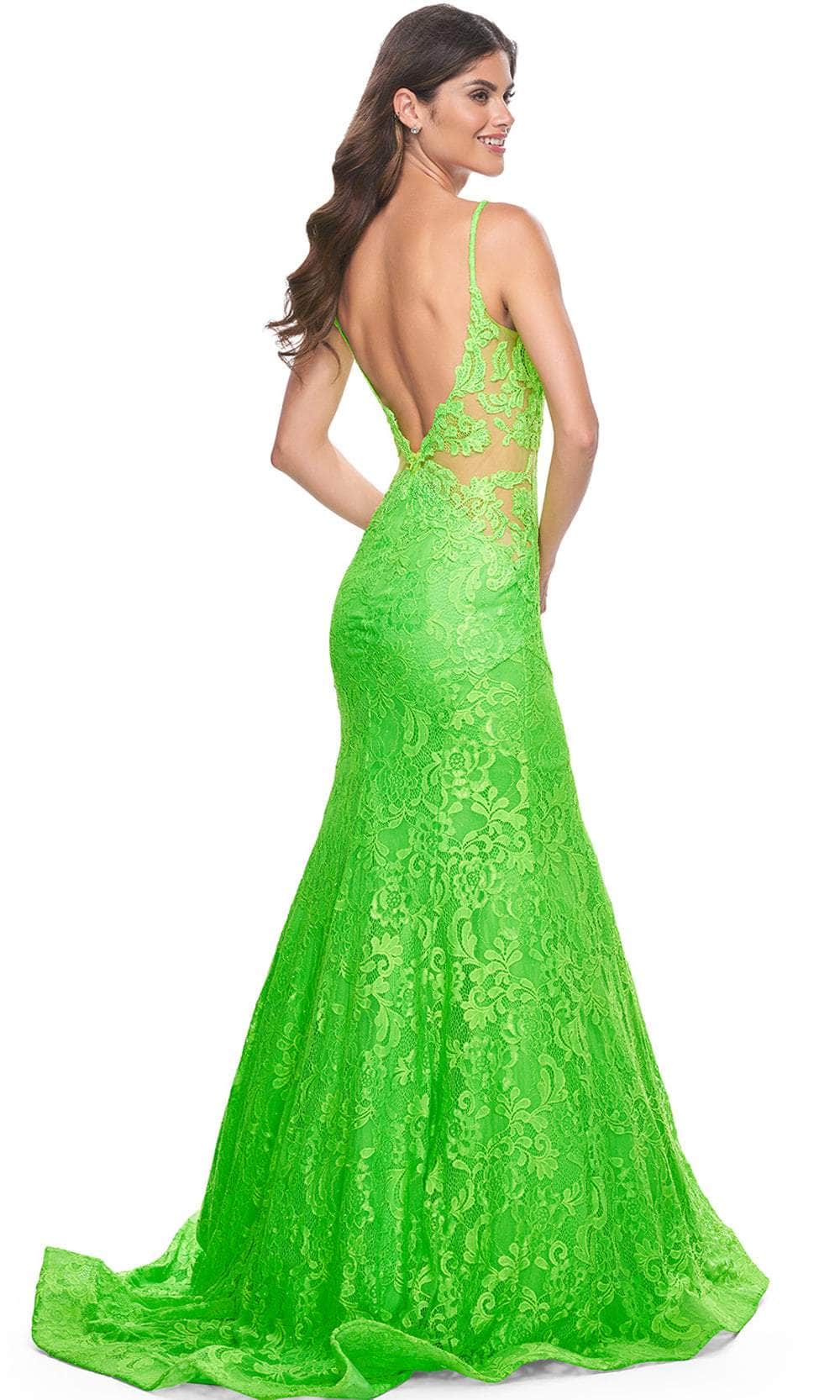 La Femme 32314 Plunging Neckline Floral Lace Prom Gown - Image 4