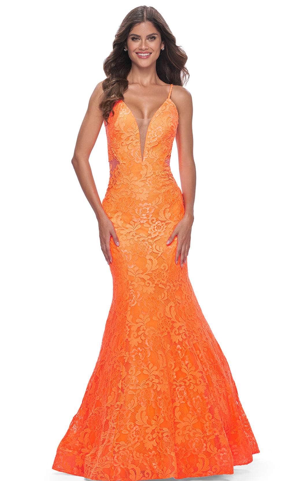 La Femme 32314 Plunging Neckline Floral Lace Prom Gown - Image 6