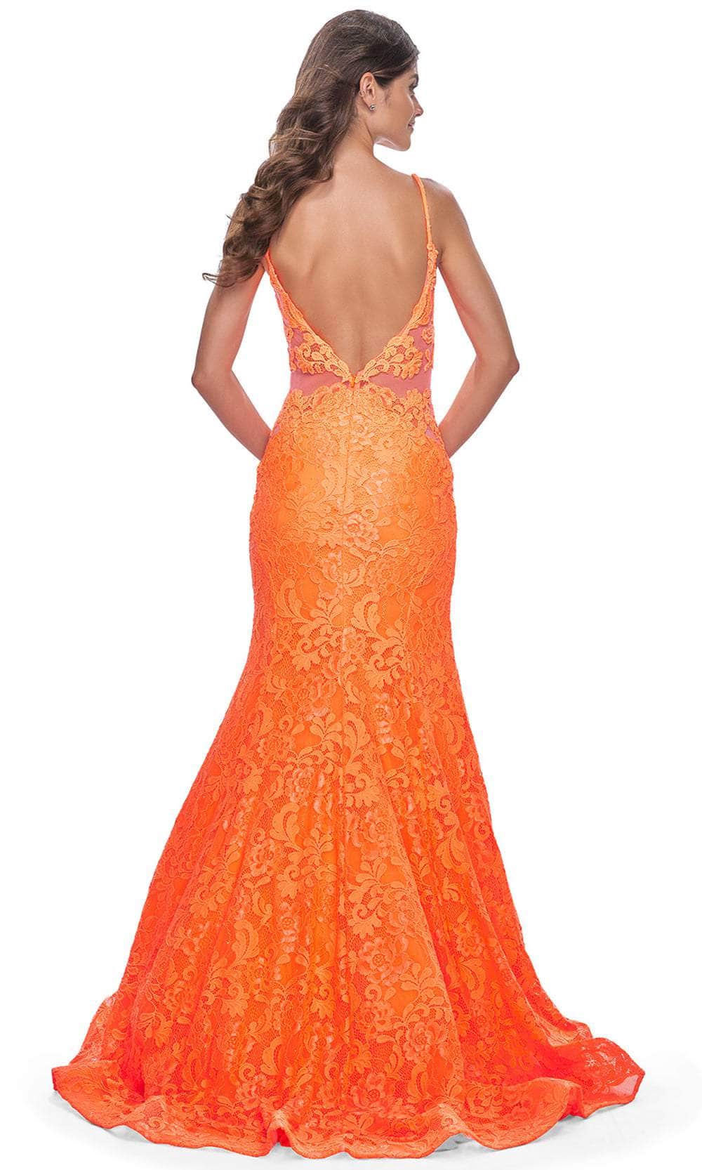 La Femme 32314 Plunging Neckline Floral Lace Prom Gown - Image 7