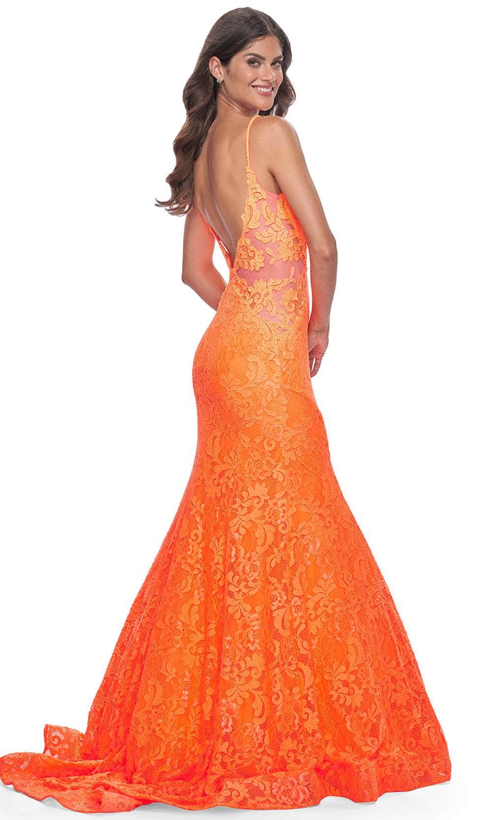 La Femme 32314 Plunging Neckline Floral Lace Prom Gown - Image 9