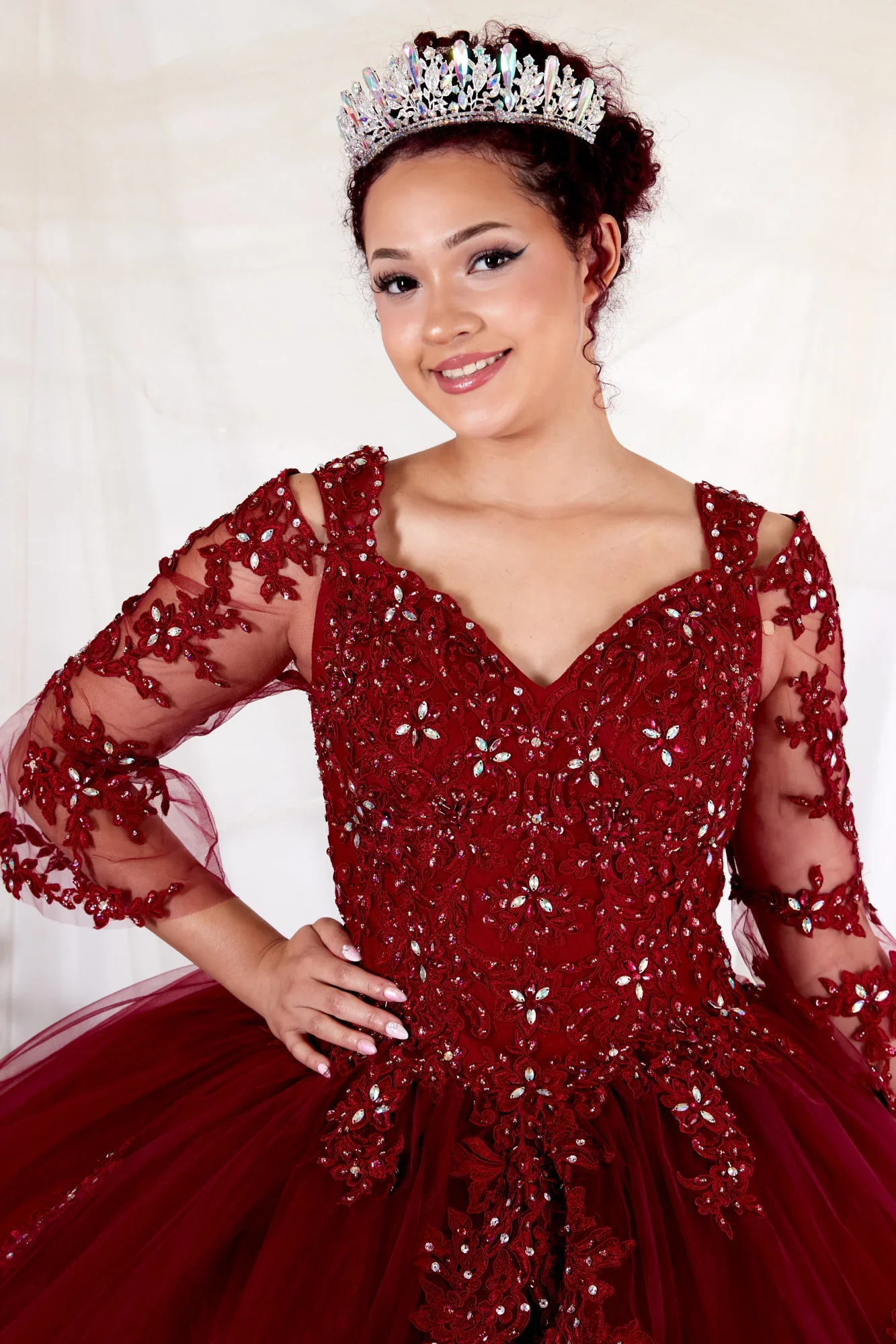 Lace 3/4 Bell Sleeve Quinceanera Dress Embroidered Ball Gown by Calla KY-70029 - Image 10
