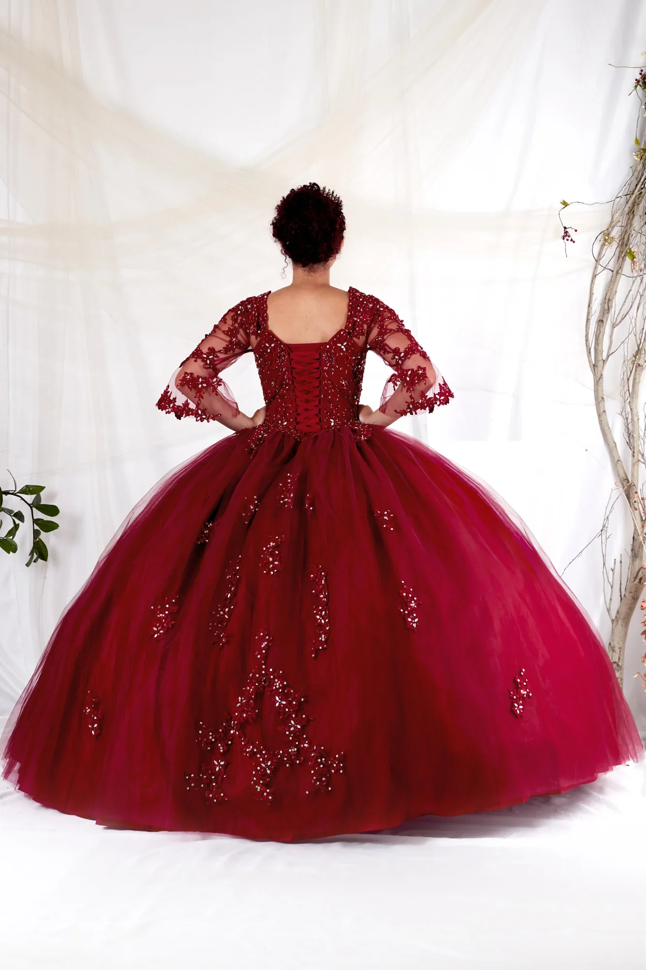 Lace 3/4 Bell Sleeve Quinceanera Dress Embroidered Ball Gown by Calla KY-70029 - Image 2