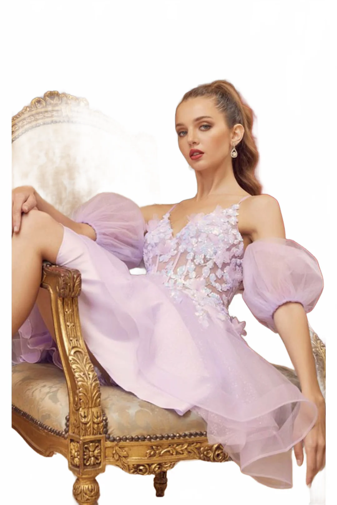 Lavender Bridesmaid Dresses-Inexpensive 3D Butterfly V-Neck Juliet 901 - Image 2