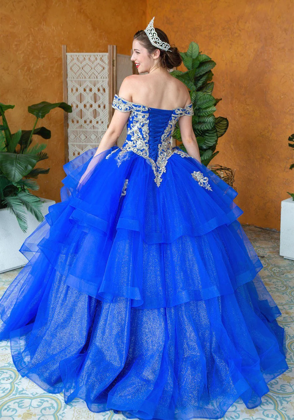 Layered Off-Shoulder Glitter Quinceañera Dress by Calla KY-018383 - Image 17