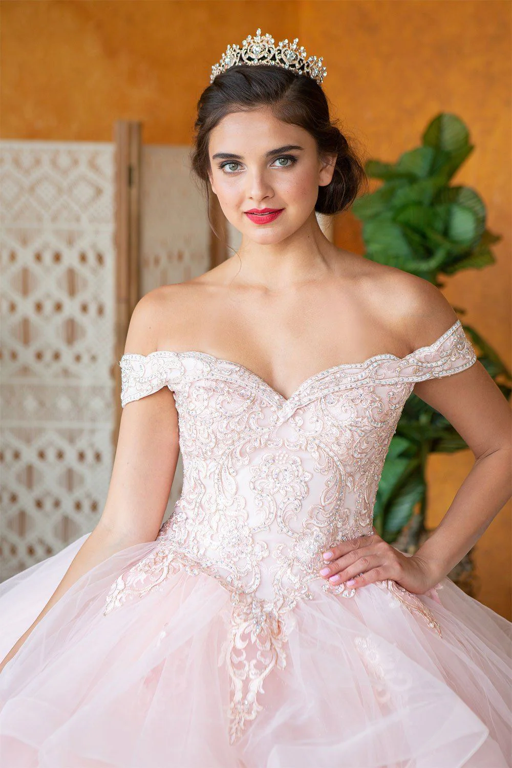 Layered Off-Shoulder Glitter Quinceañera Dress by Calla KY-018383 - Image 20