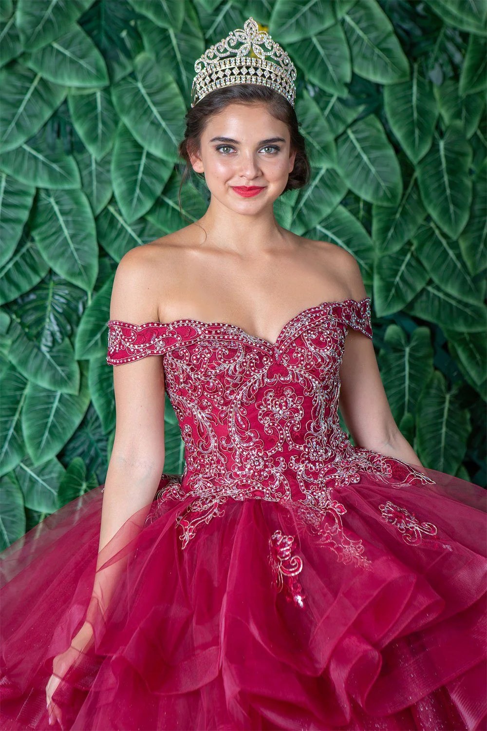 Layered Off-Shoulder Glitter Quinceañera Dress by Calla KY-018383 - Image 22