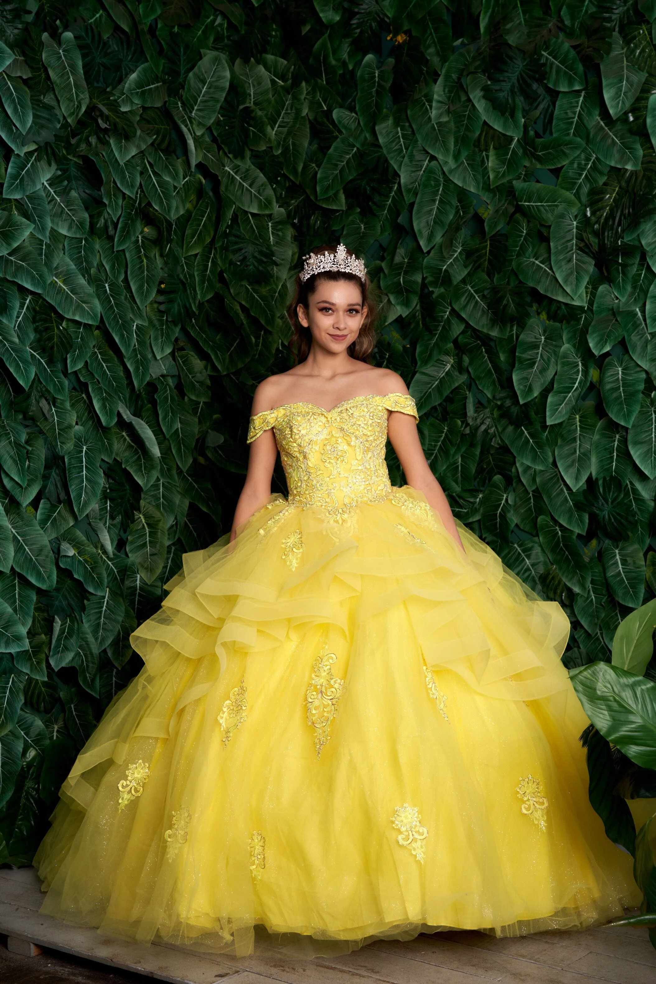 Layered Off-Shoulder Glitter Quinceañera Dress by Calla KY-018383 - Image 24
