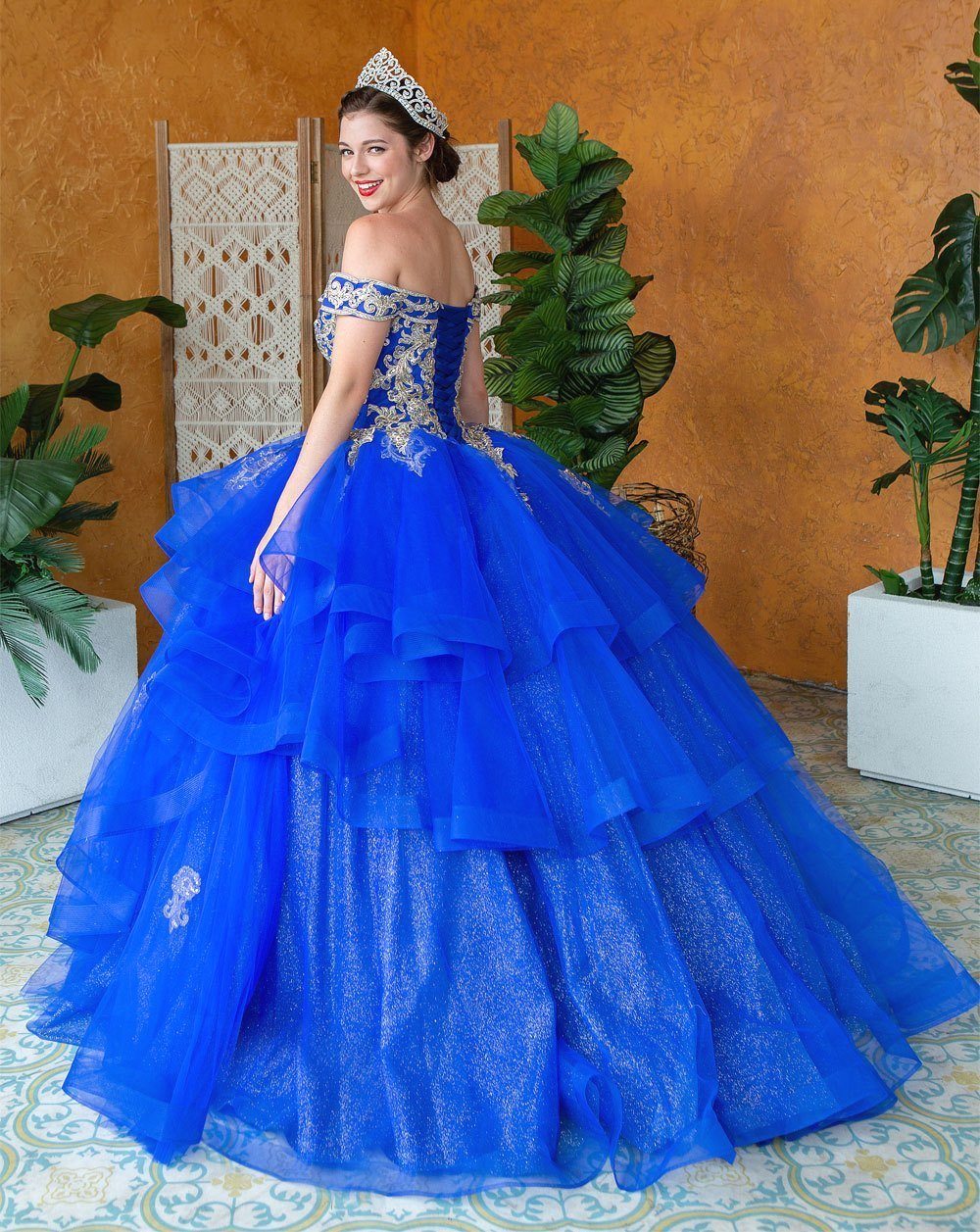 Layered Off-Shoulder Glitter Quinceañera Dress by Calla KY-018383 - Image 31