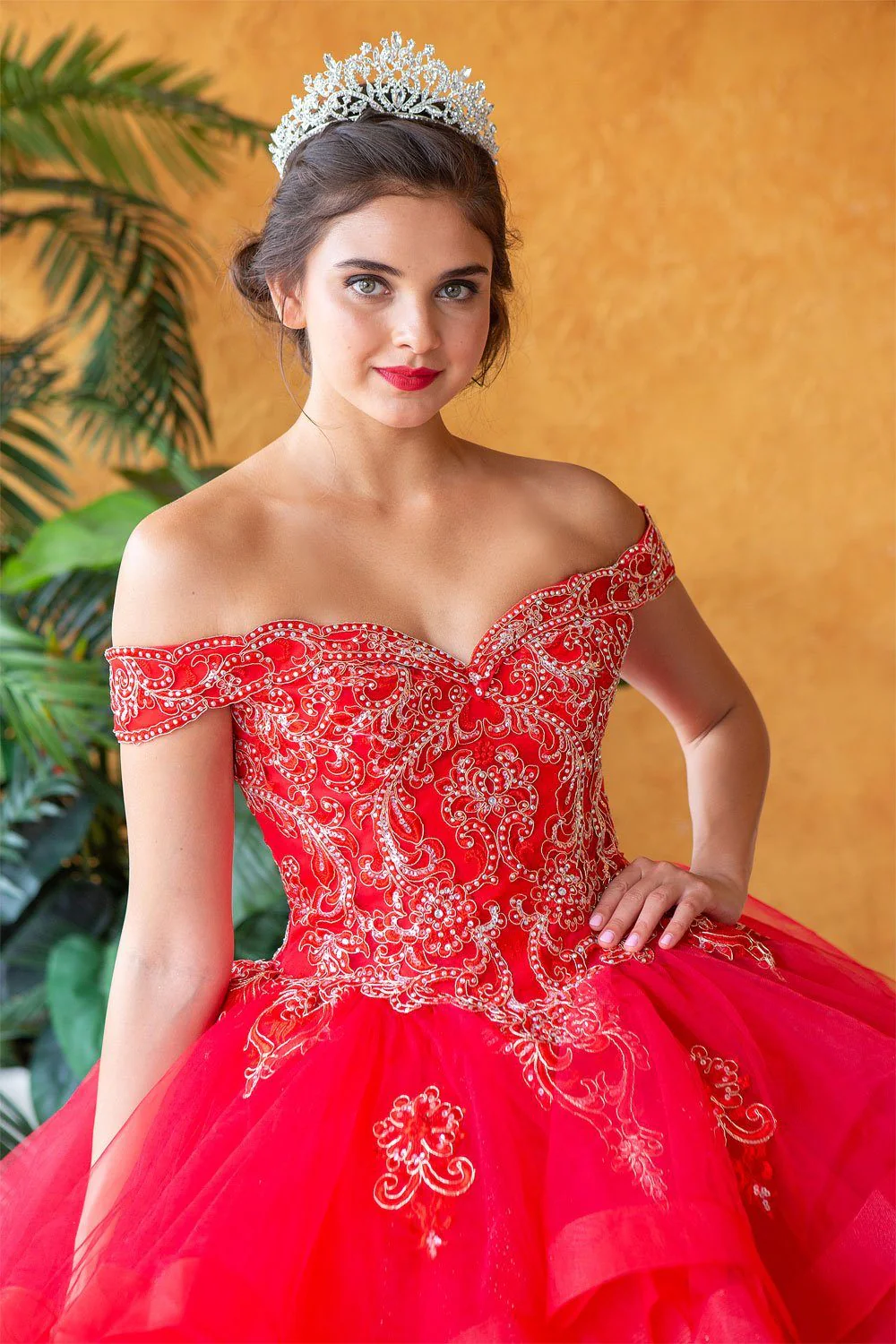 Layered Off-Shoulder Glitter Quinceañera Dress by Calla KY-018383 - Image 40