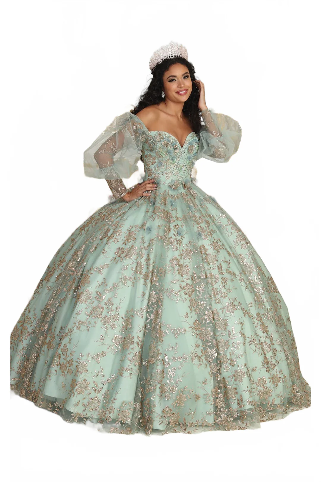 Layla K LK206 Sparkling Off Shoulder Puff Sleeves Quince Ball Gown - Image 8