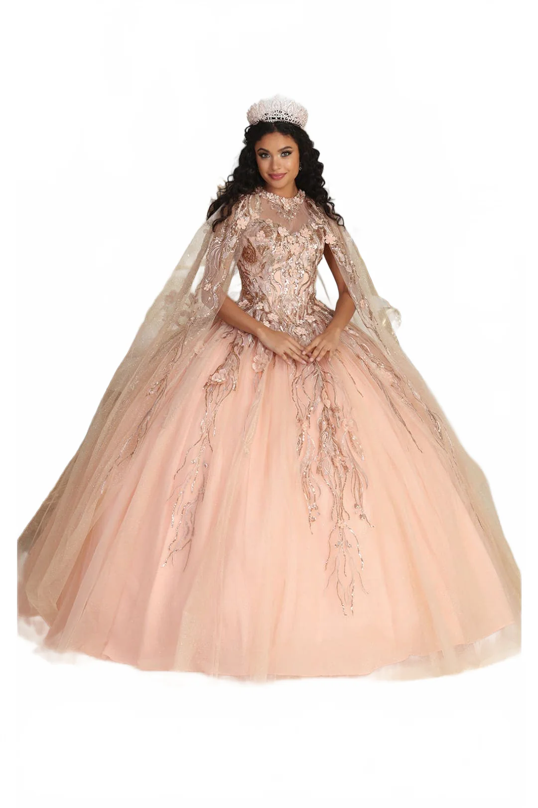 Layla K LK212 Halter Embroidery Detachable Cape Quinceanera Ball Gown - Image 7