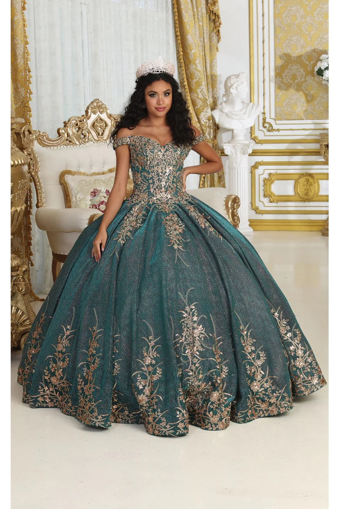 Layla K LK220 Off Shoulder Sparkling Lace Up Quinceanera Ball Gown - Image 6