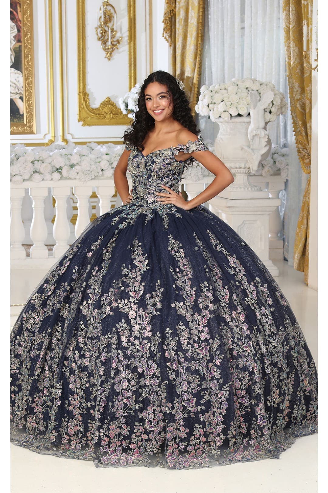 Layla K LK228 Off Shoulder Butterfly Embroidery Quinceanera Ball Gown - Image 3