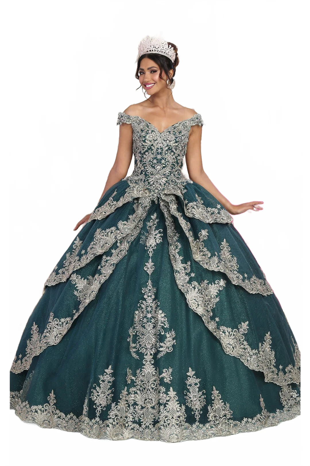 Layla K LK234 Glitter Mesh Embroidered Off Shoulder Ball Gown - Image 7