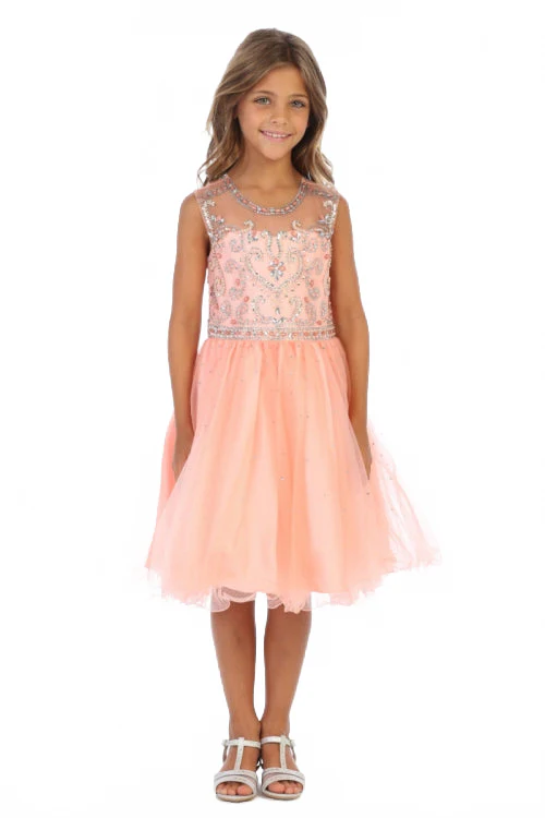 Little Girls Tulle Party Dress with Rhinestone Beaded Bodice Formal & Special Occasion Dress By AG5276 - Image 4
