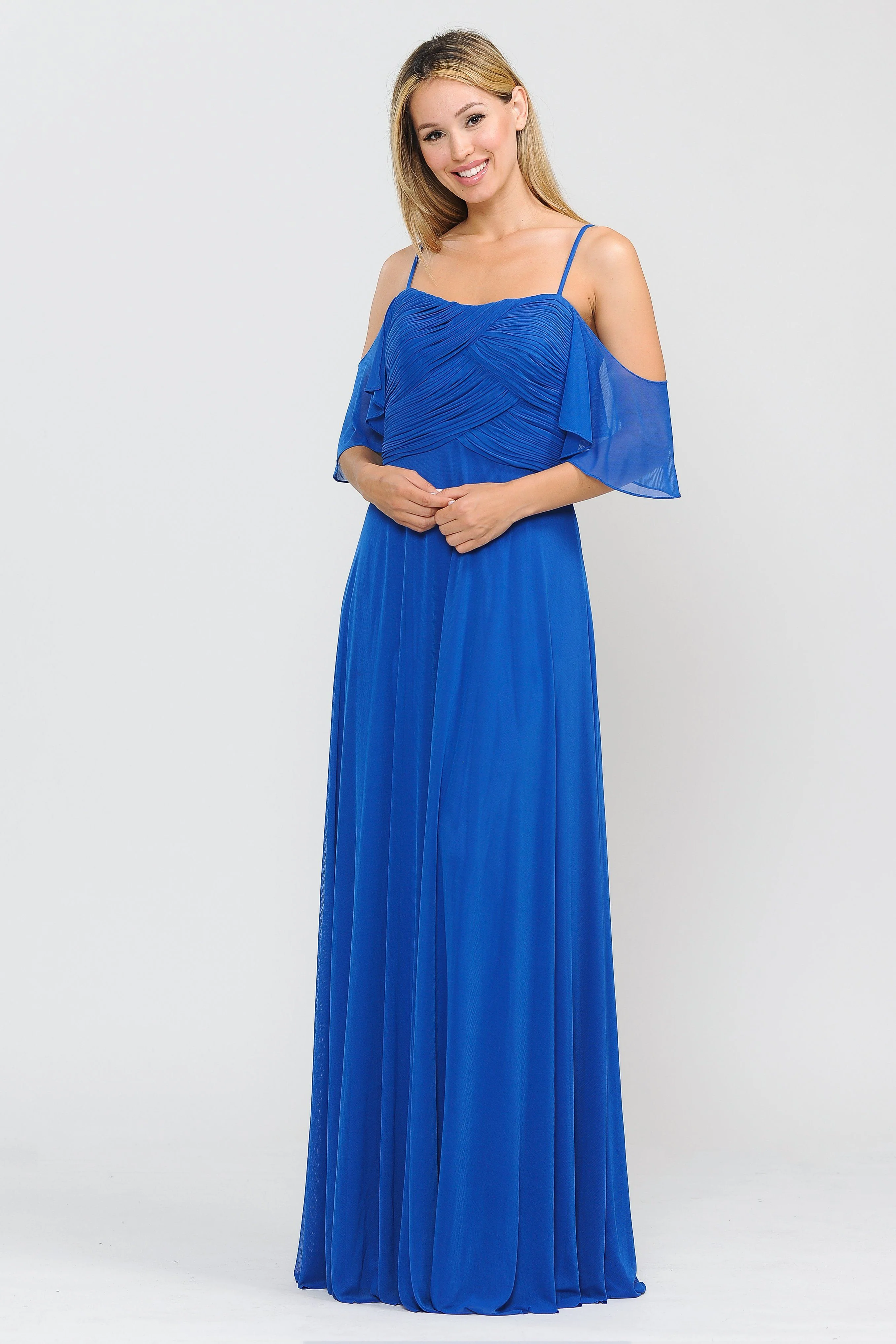 Poly USA 8552 Long A-line Cold Shoulder Dress - Image 4