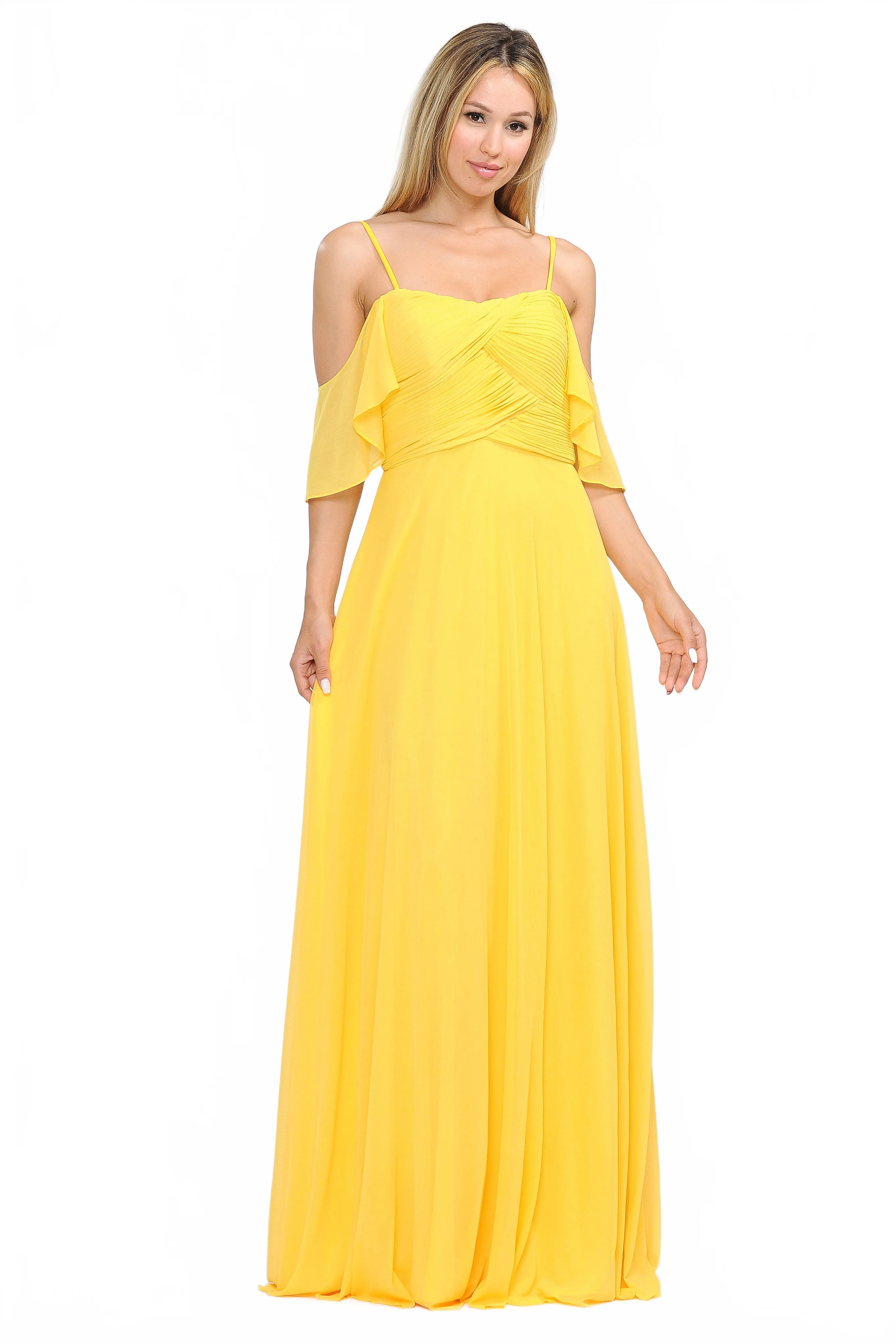 Poly USA 8552 Long A-line Cold Shoulder Dress - Image 6