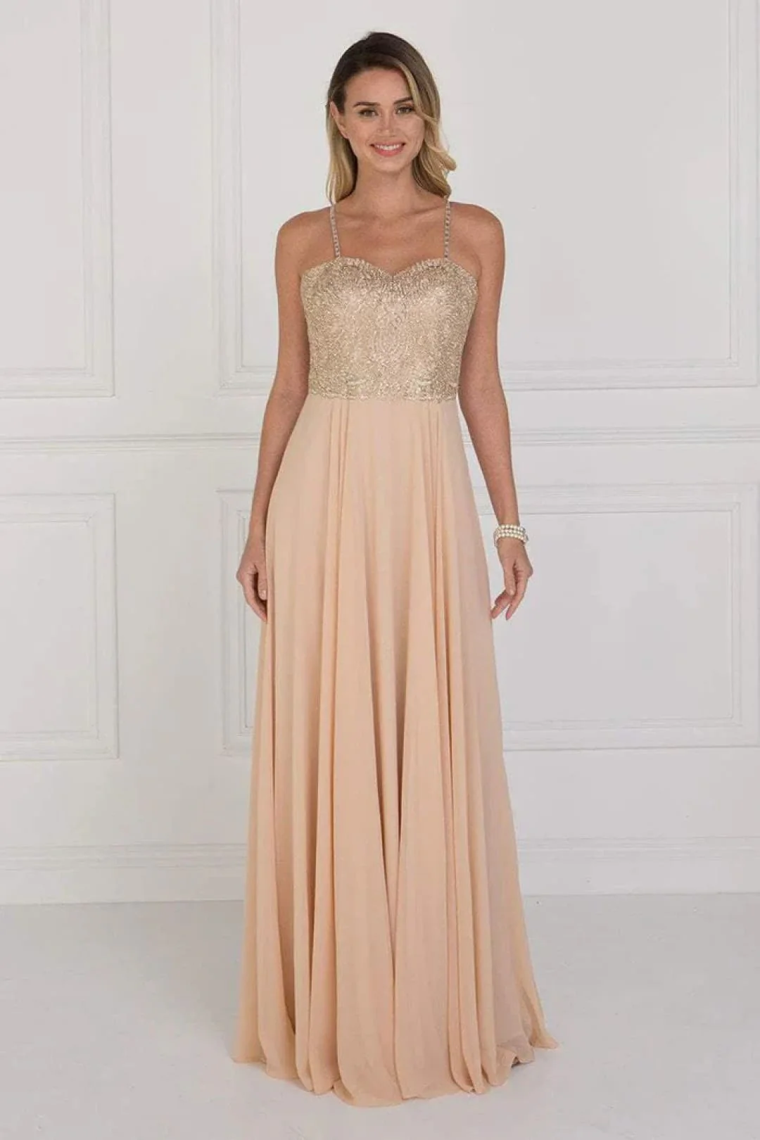 Long Embellished Chiffon Gown by Elizabeth KGL1571 - Image 5