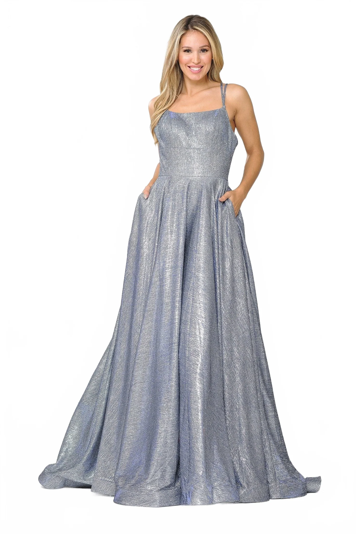 Poly USA 8716 Long Foiled Glitter Dress with Strappy Back - Image 10