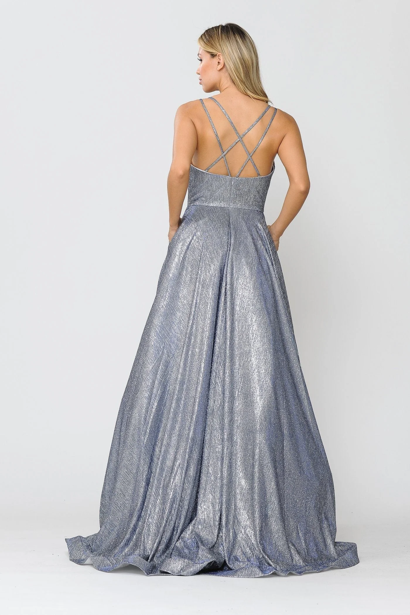 Poly USA 8716 Long Foiled Glitter Dress with Strappy Back - Image 2