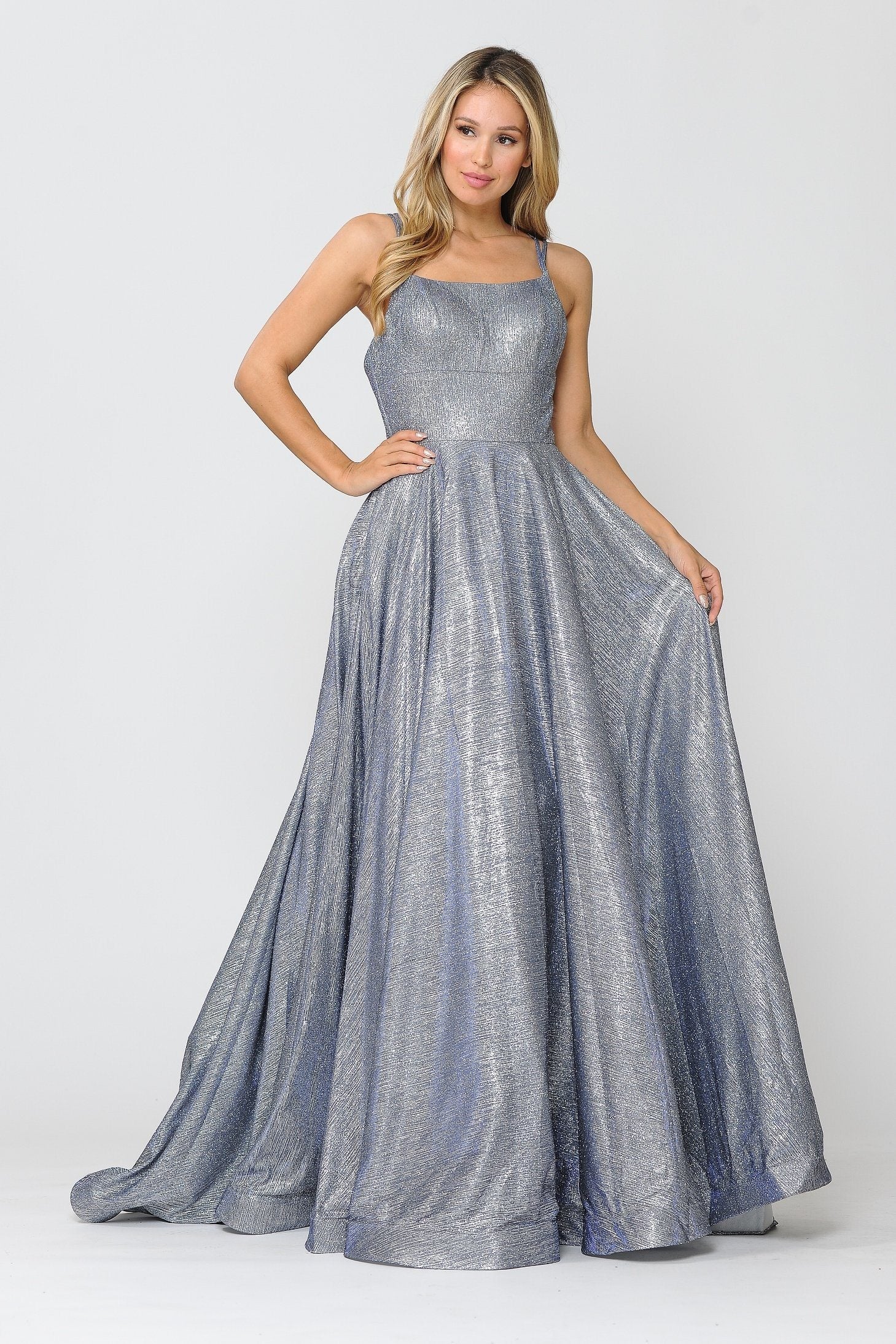 Poly USA 8716 Long Foiled Glitter Dress with Strappy Back - Image 4