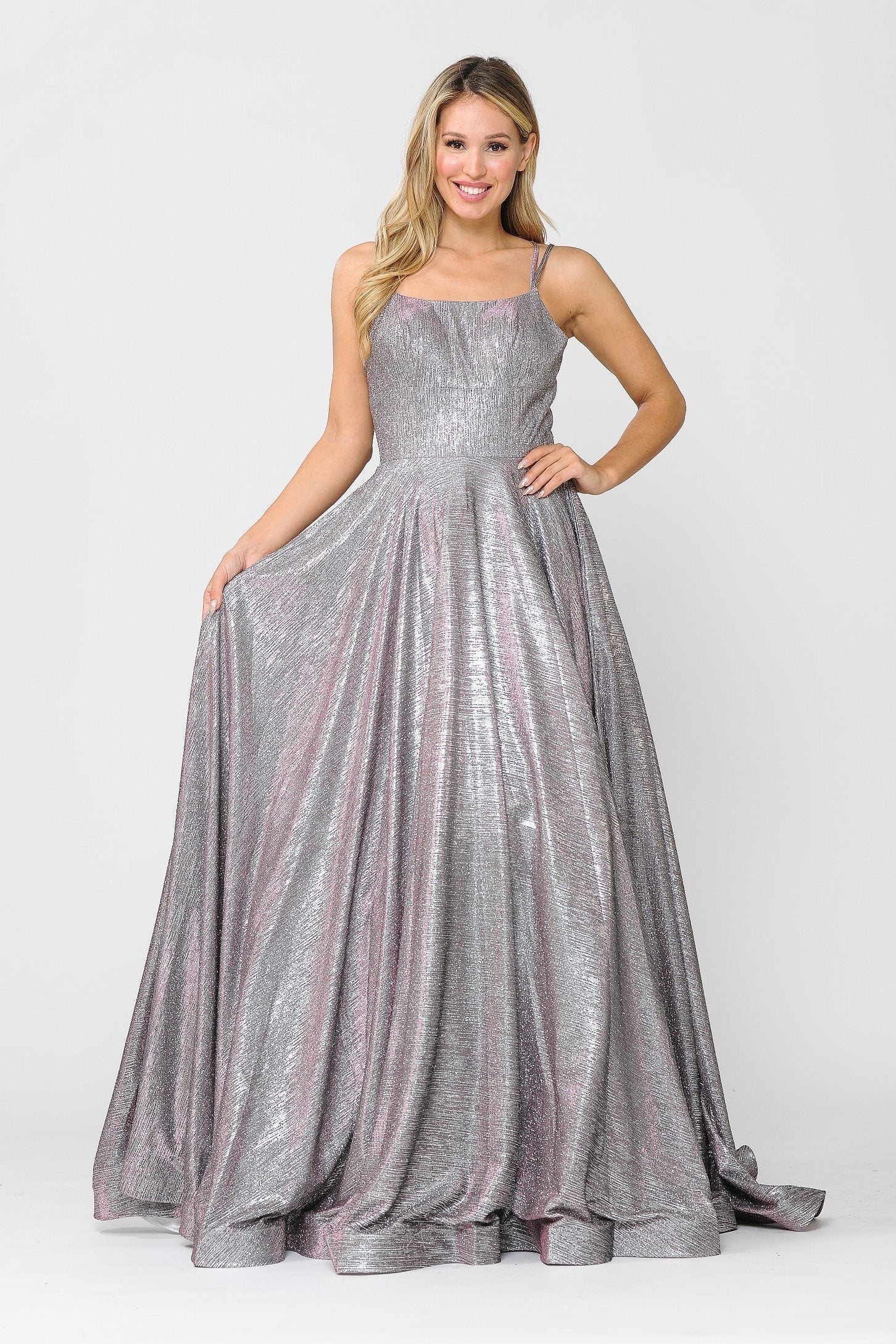 Poly USA 8716 Long Foiled Glitter Dress with Strappy Back - Image 7