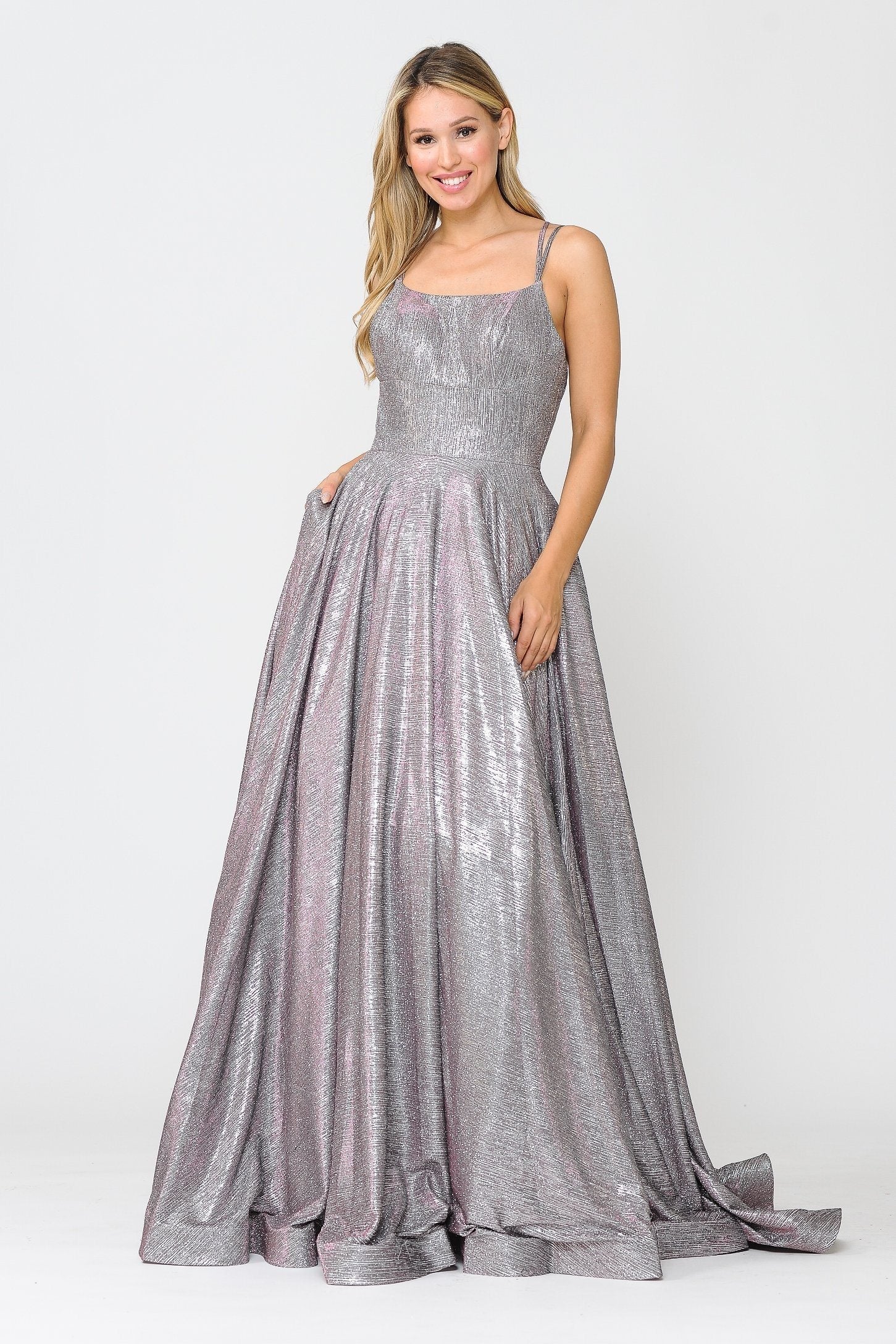 Poly USA 8716 Long Foiled Glitter Dress with Strappy Back - Image 9