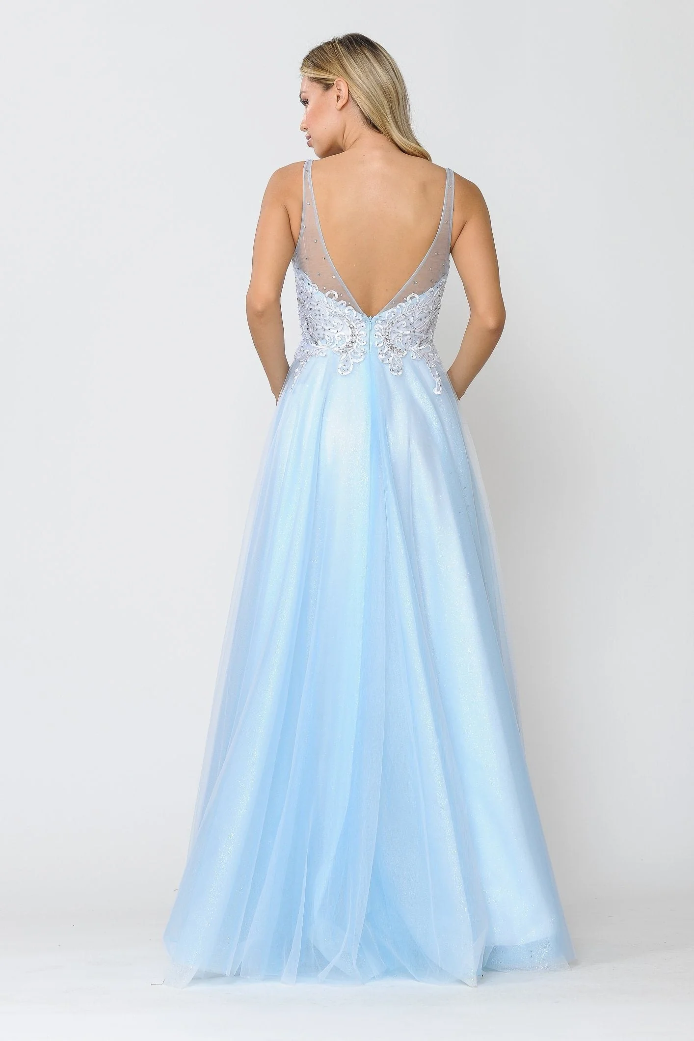 Poly USA 8354 Long Glitter Dress with Embroidered Bodice - Image 10