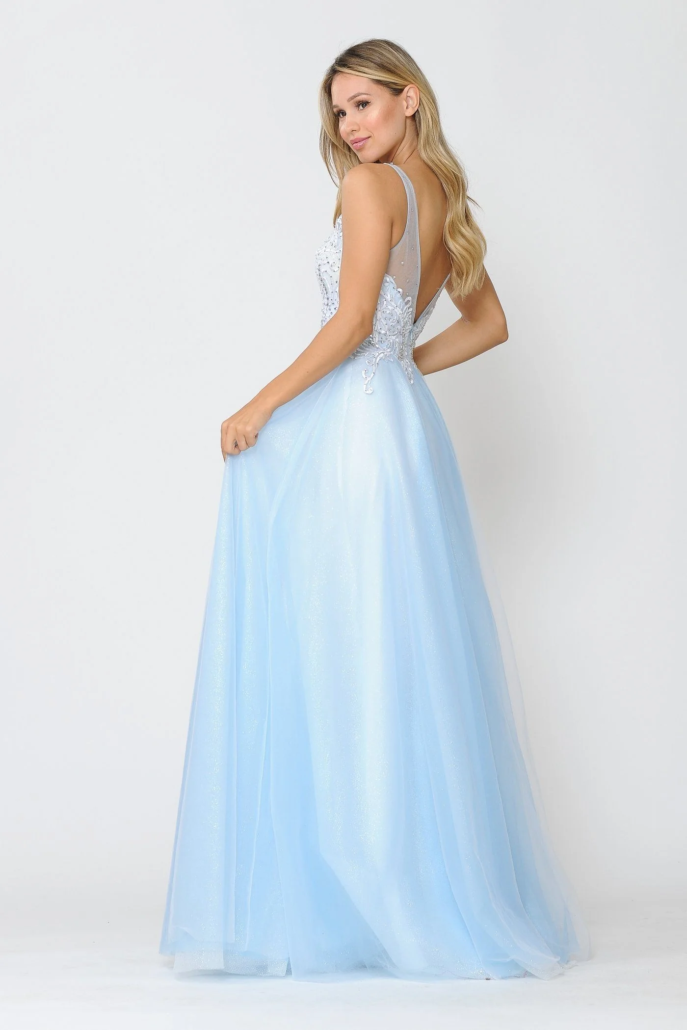 Poly USA 8354 Long Glitter Dress with Embroidered Bodice - Image 11