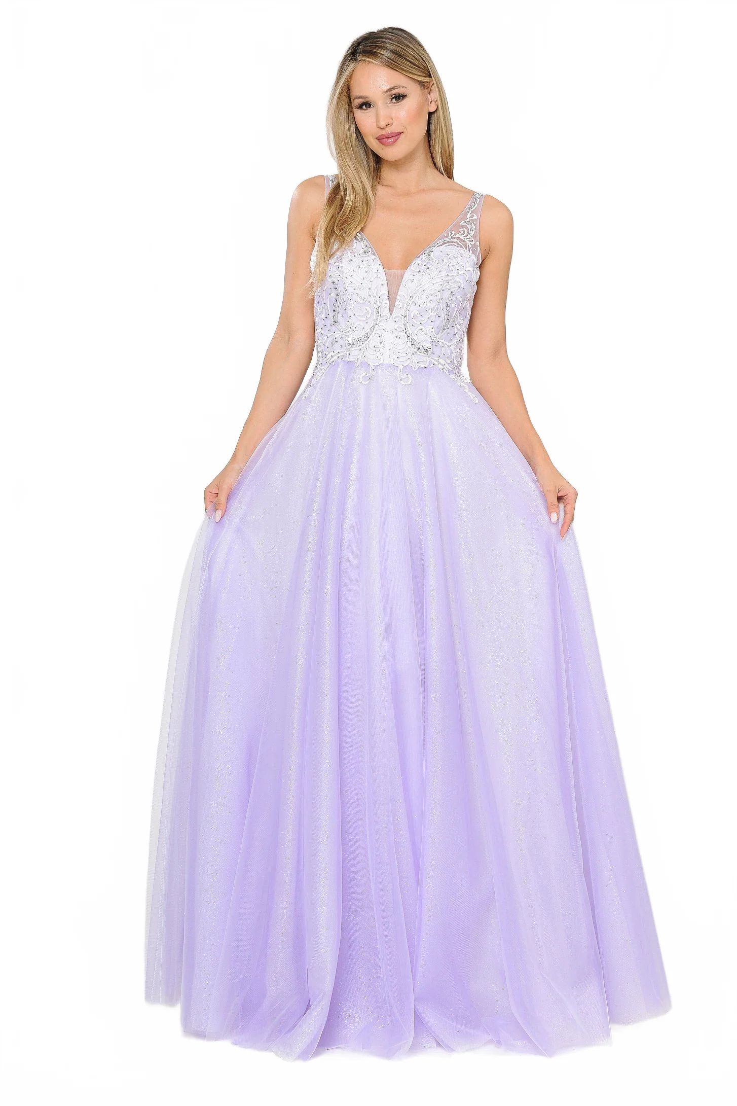 Poly USA 8354 Long Glitter Dress with Embroidered Bodice - Image 14