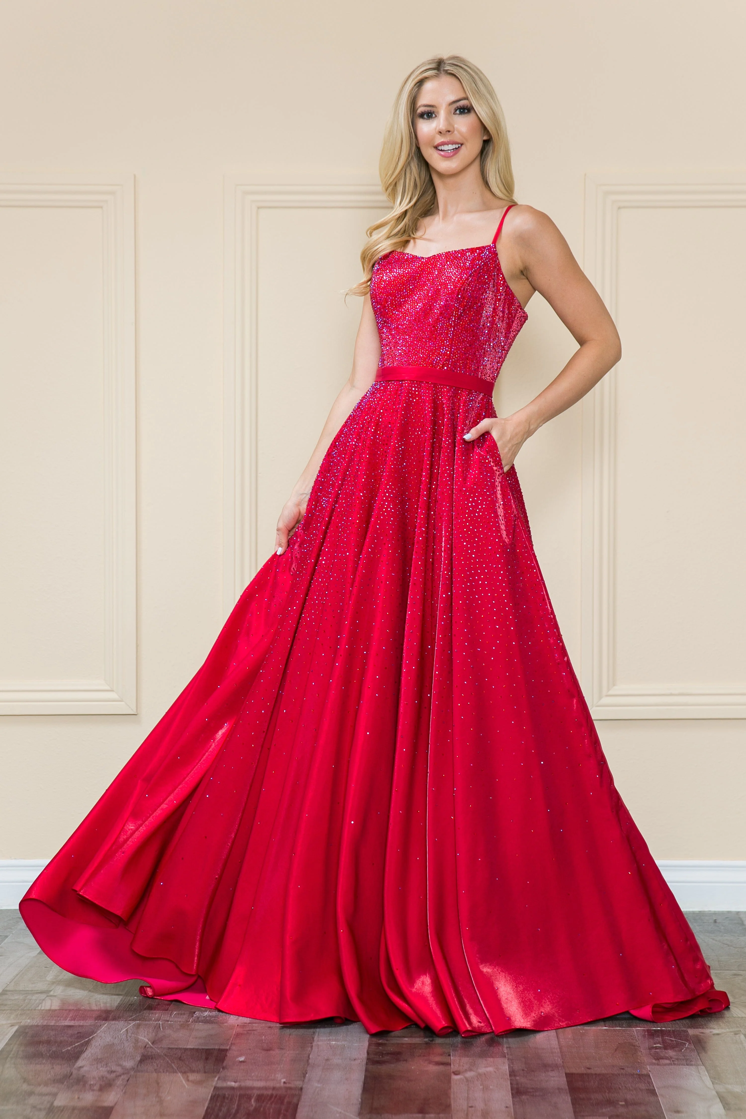 Poly USA 8886 Long Iridescent Glitter Dress
