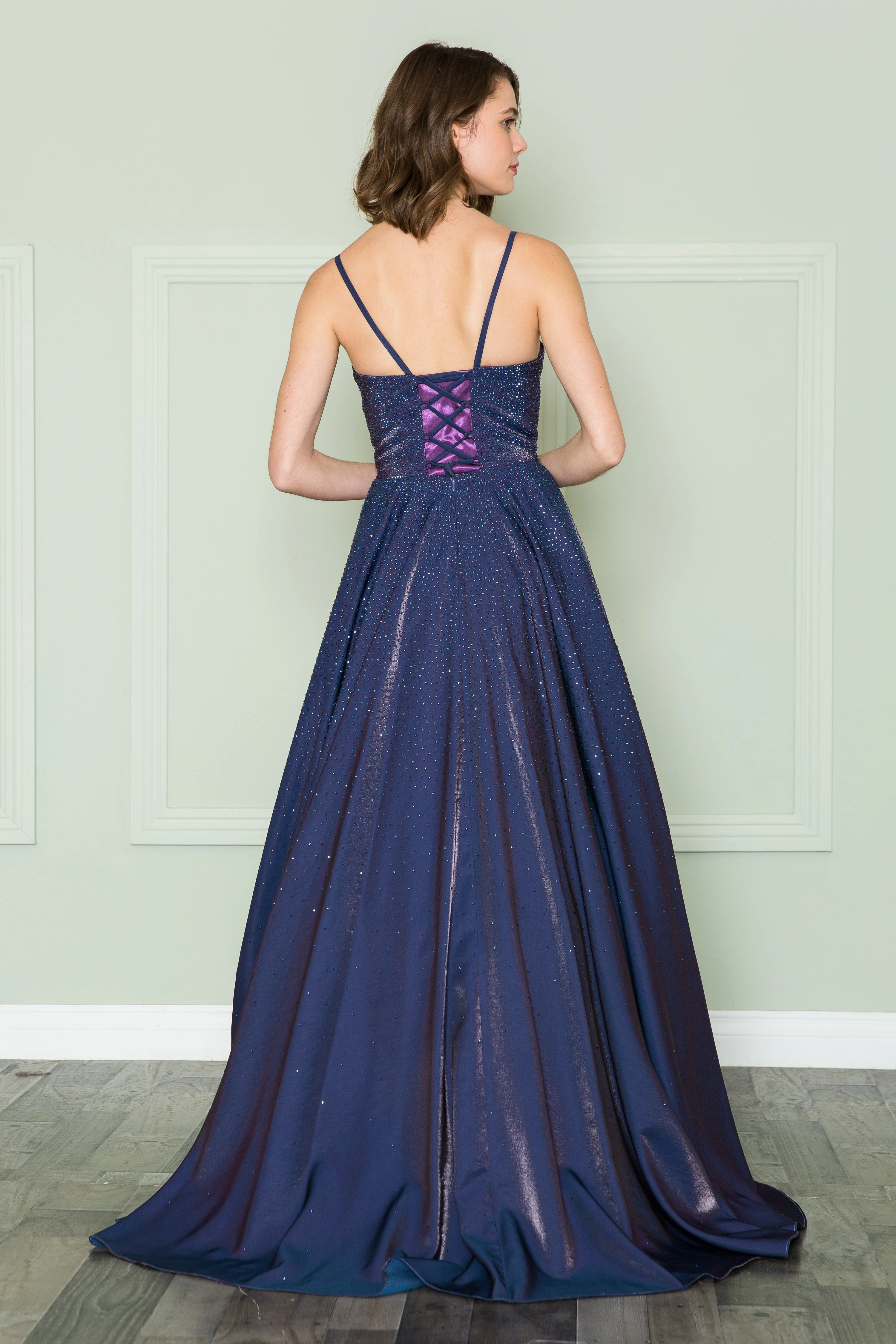 Poly USA 8886 Long Iridescent Glitter Dress - Image 10