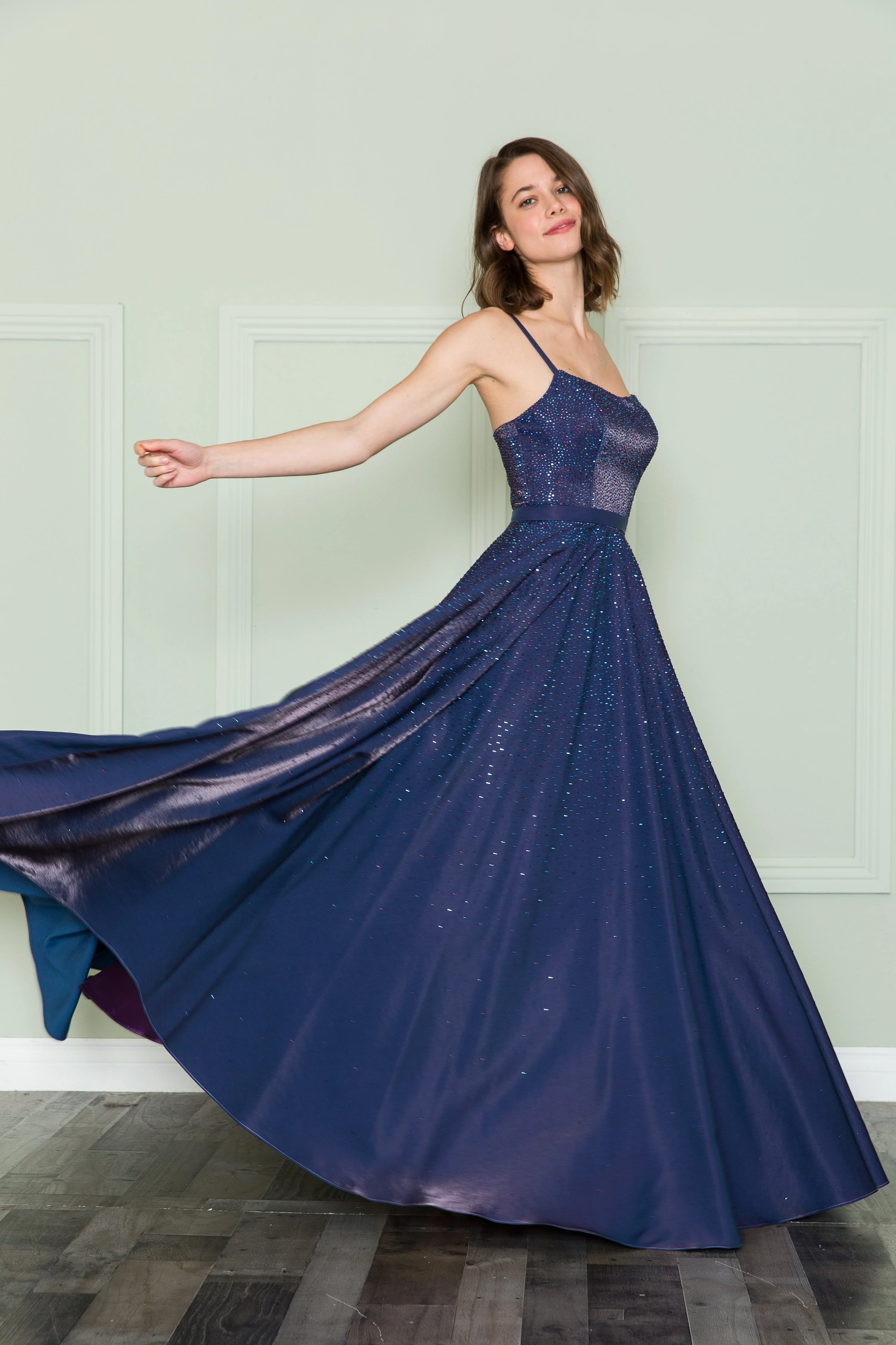 Poly USA 8886 Long Iridescent Glitter Dress - Image 11