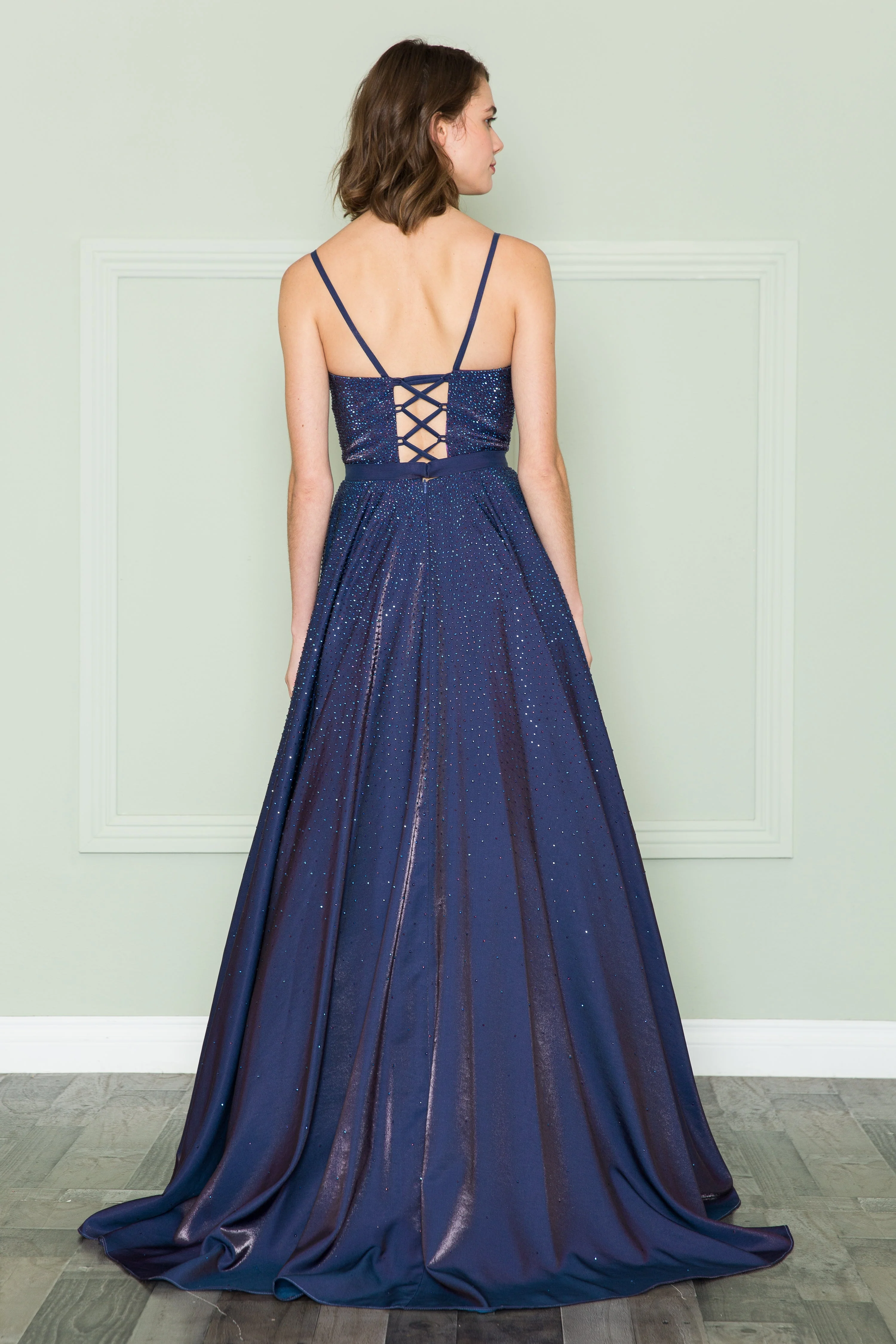 Poly USA 8886 Long Iridescent Glitter Dress - Image 12