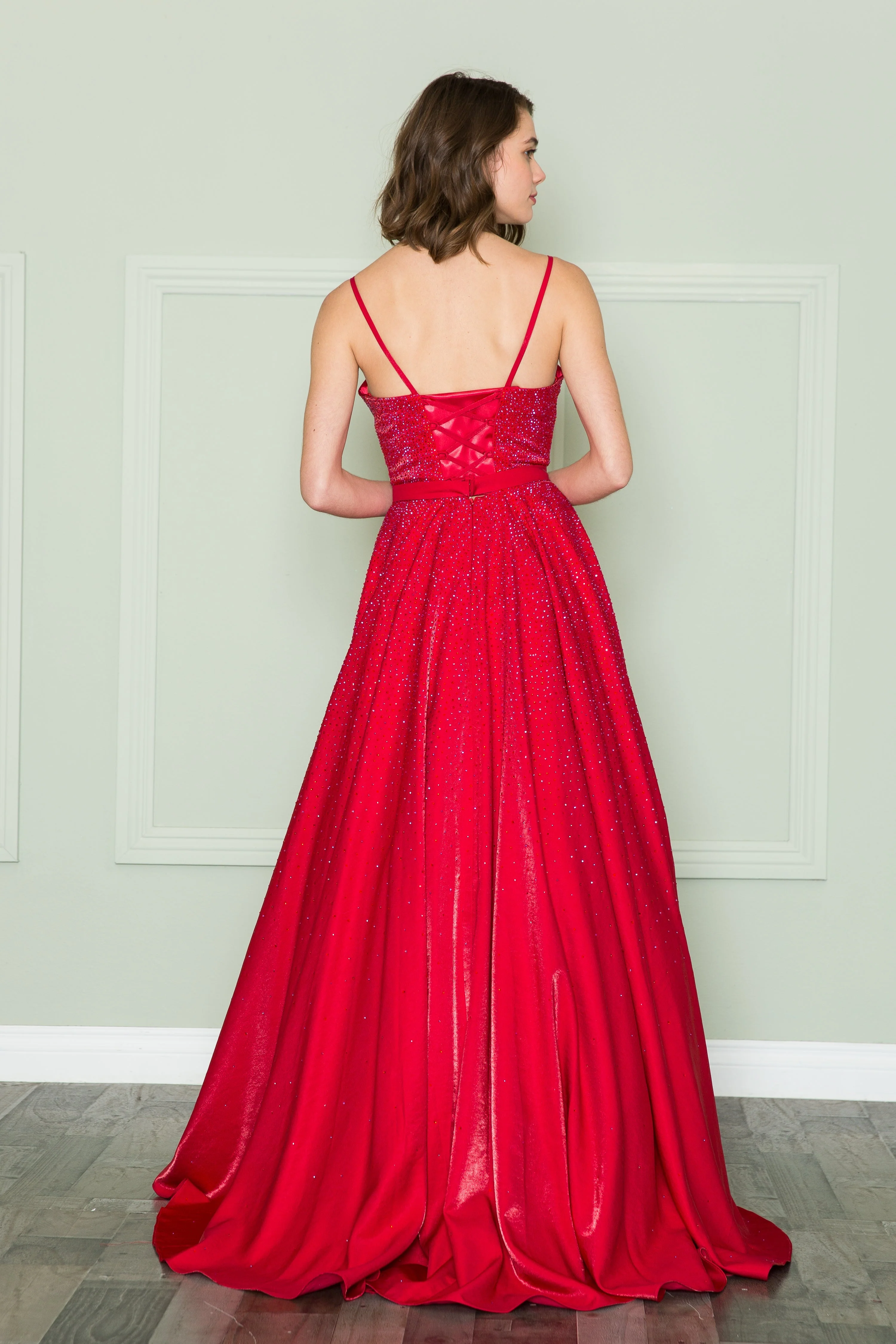 Poly USA 8886 Long Iridescent Glitter Dress - Image 3