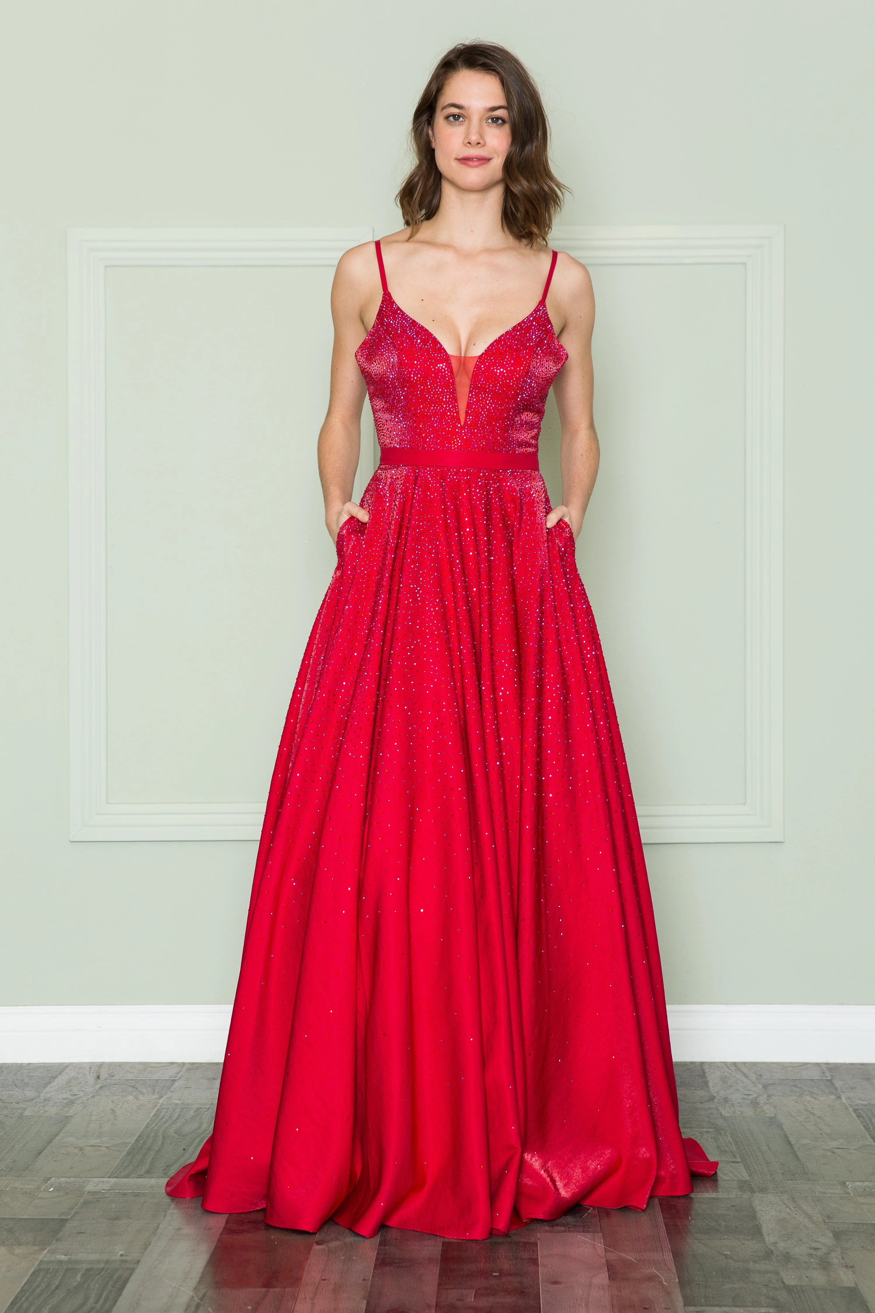 Poly USA 8886 Long Iridescent Glitter Dress - Image 5